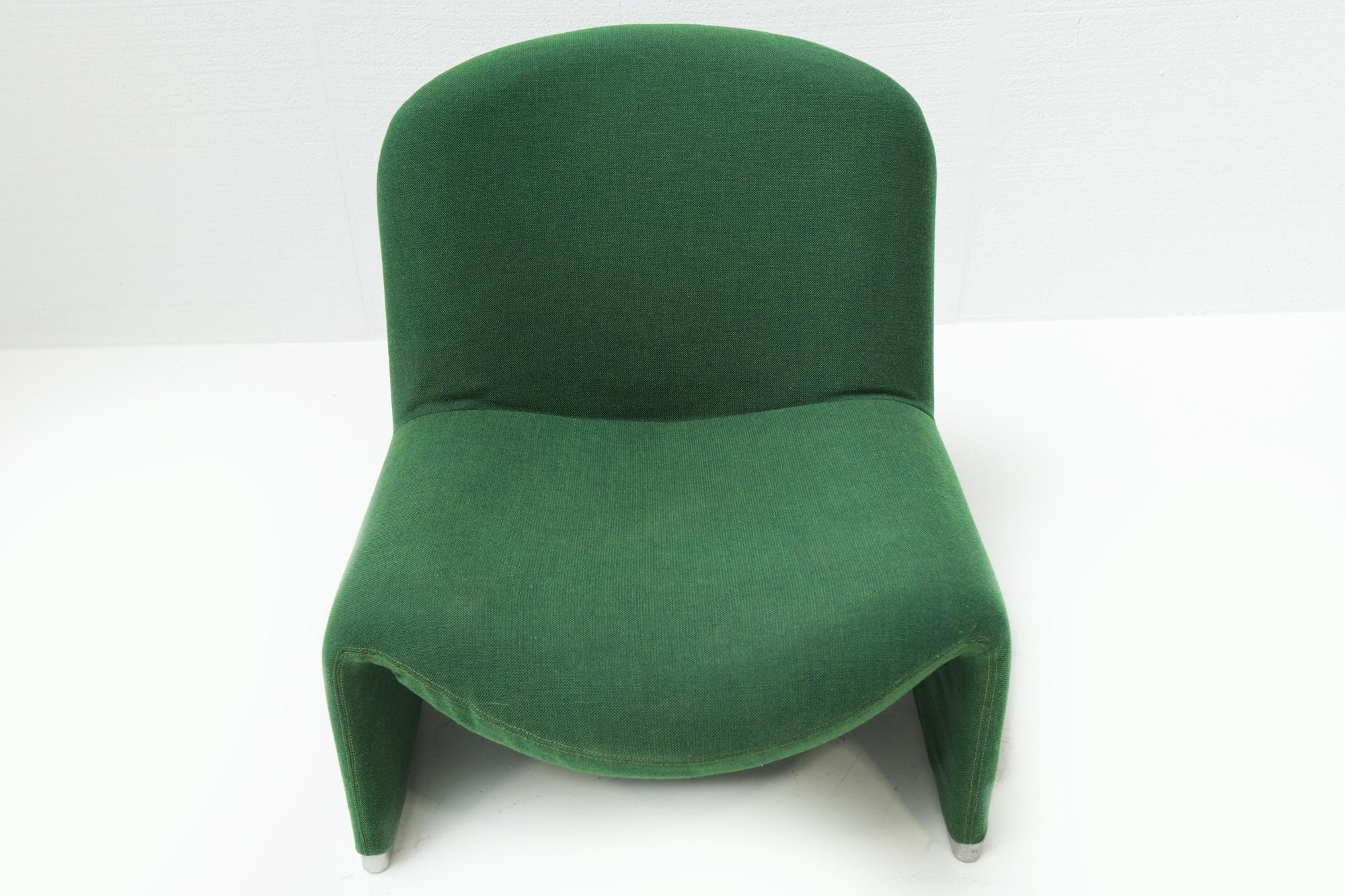 Vintage Alky chairs in original green fabric by Giancarlo Piretti for Castelli 1