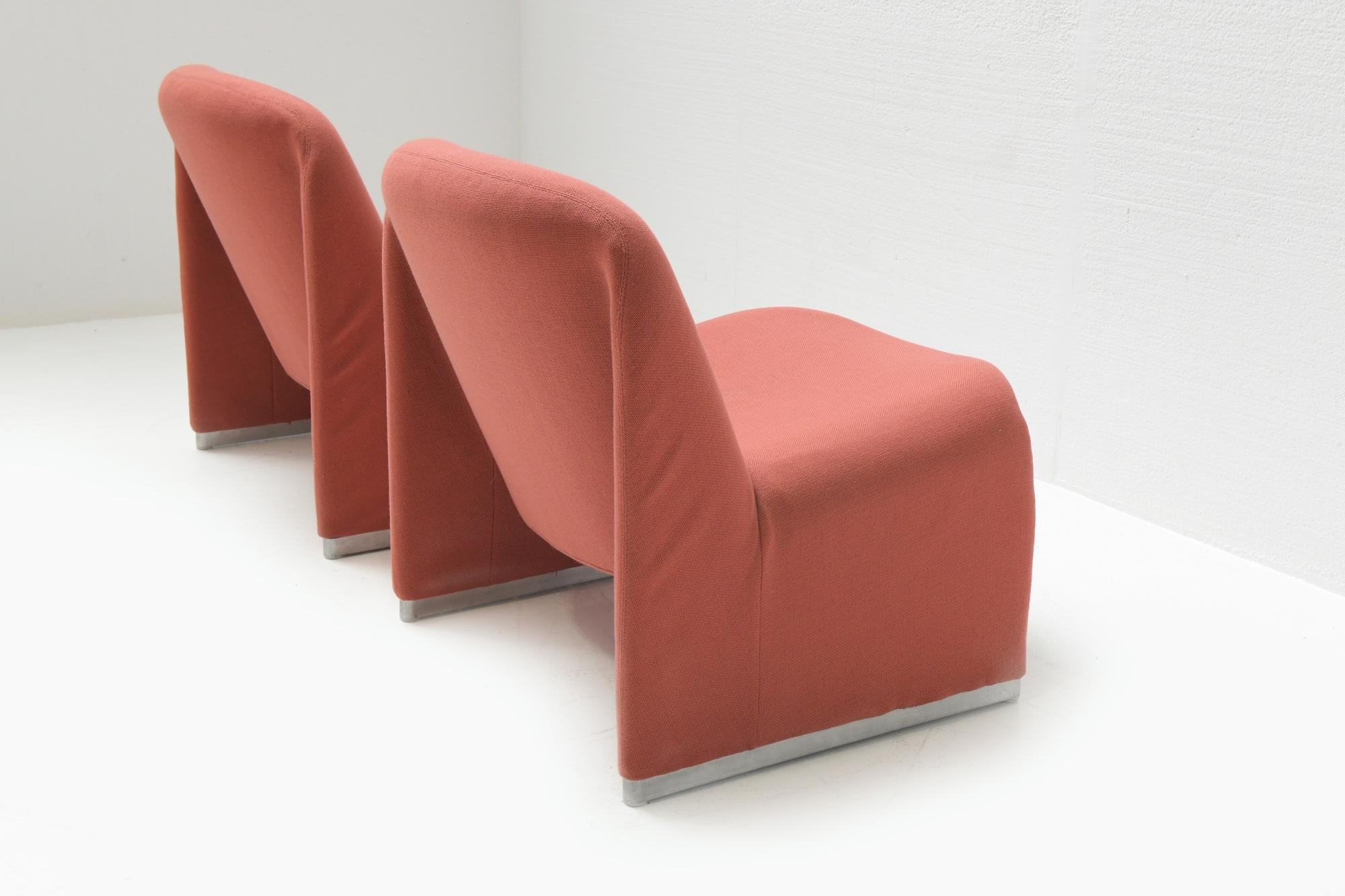 Fabric  Vintage Alky chairs in original red fabric by Giancarlo Piretti for Castelli