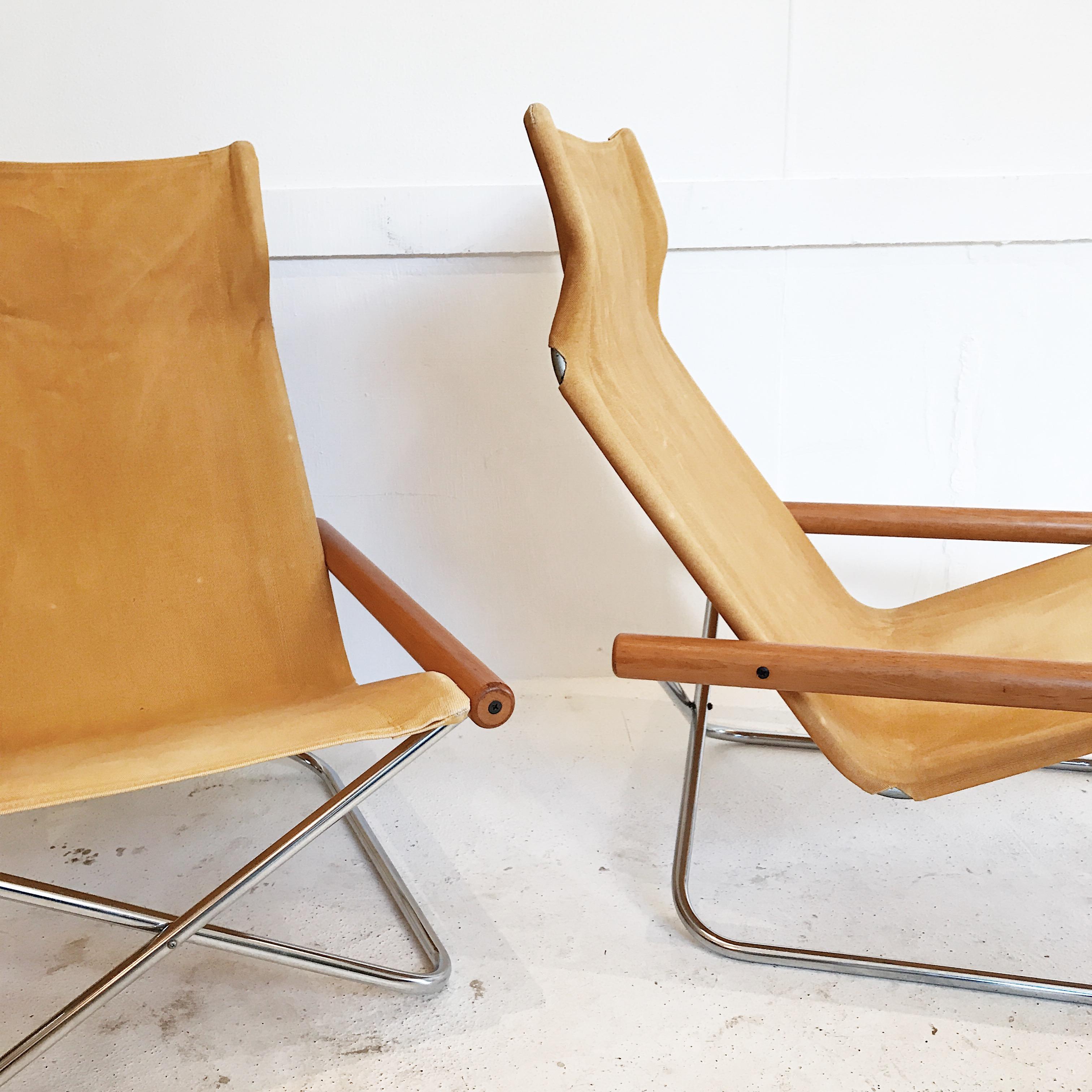 Mid-Century Modern Vintage All Original Pair of NY Chairs Designed by Takeshi Nii for Trend Pacific