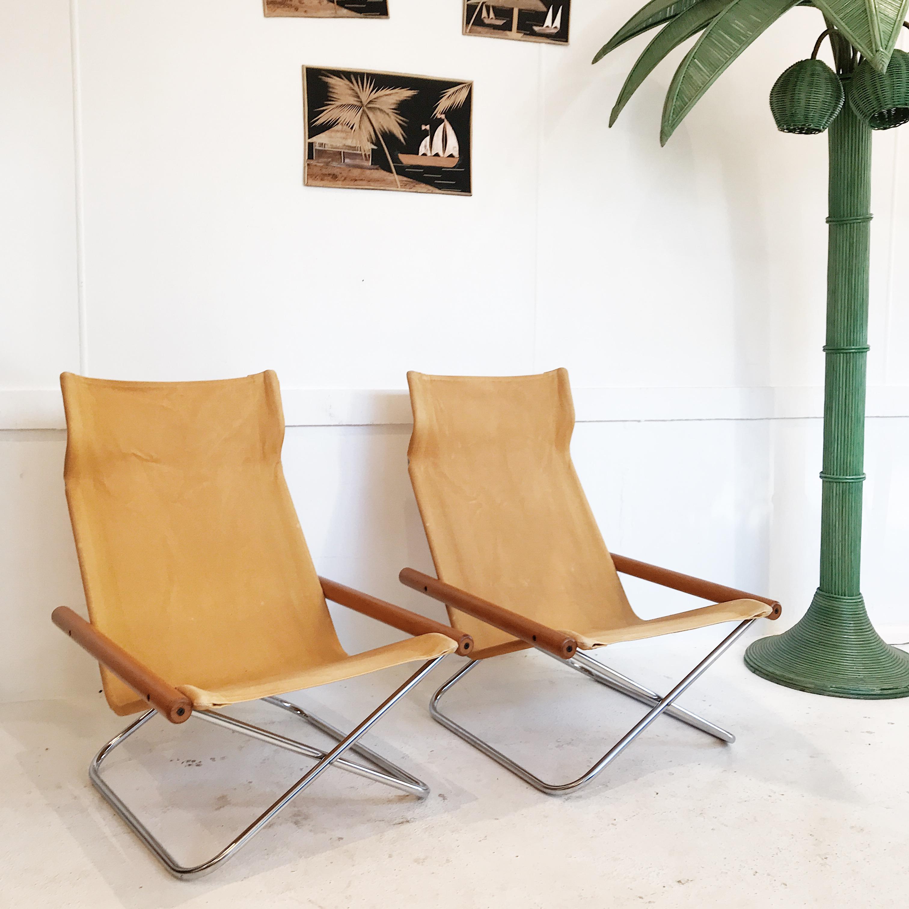 Japanese Vintage All Original Pair of NY Chairs Designed by Takeshi Nii for Trend Pacific