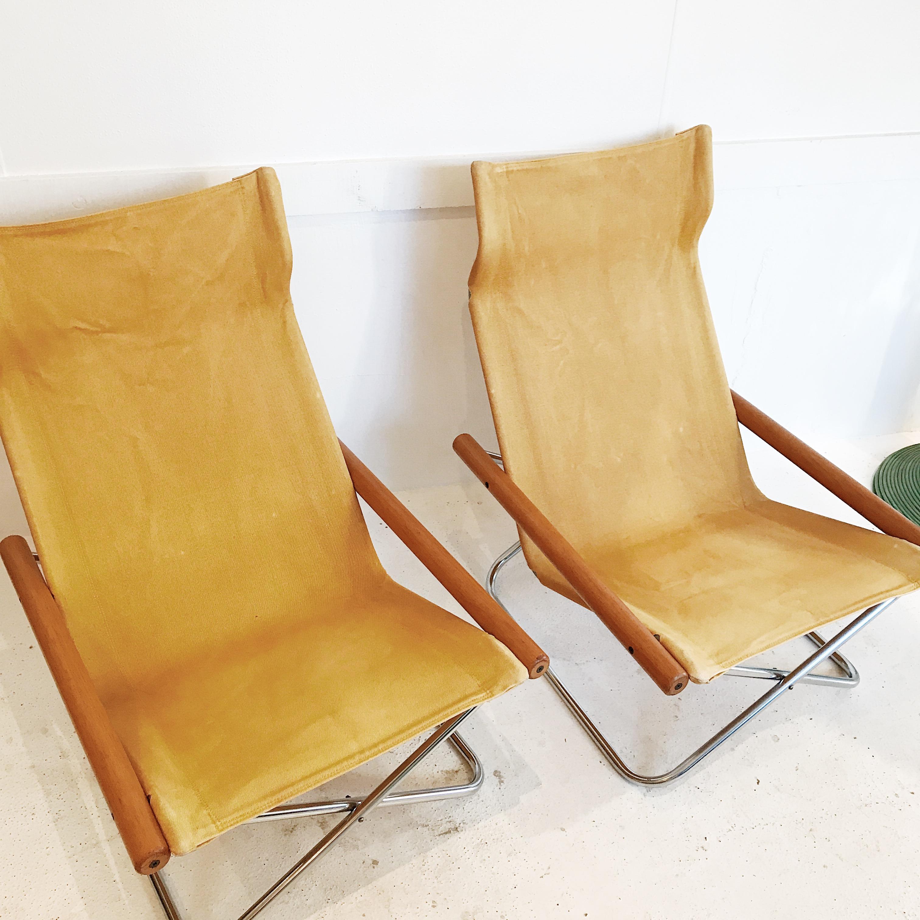 Turned Vintage All Original Pair of NY Chairs Designed by Takeshi Nii for Trend Pacific