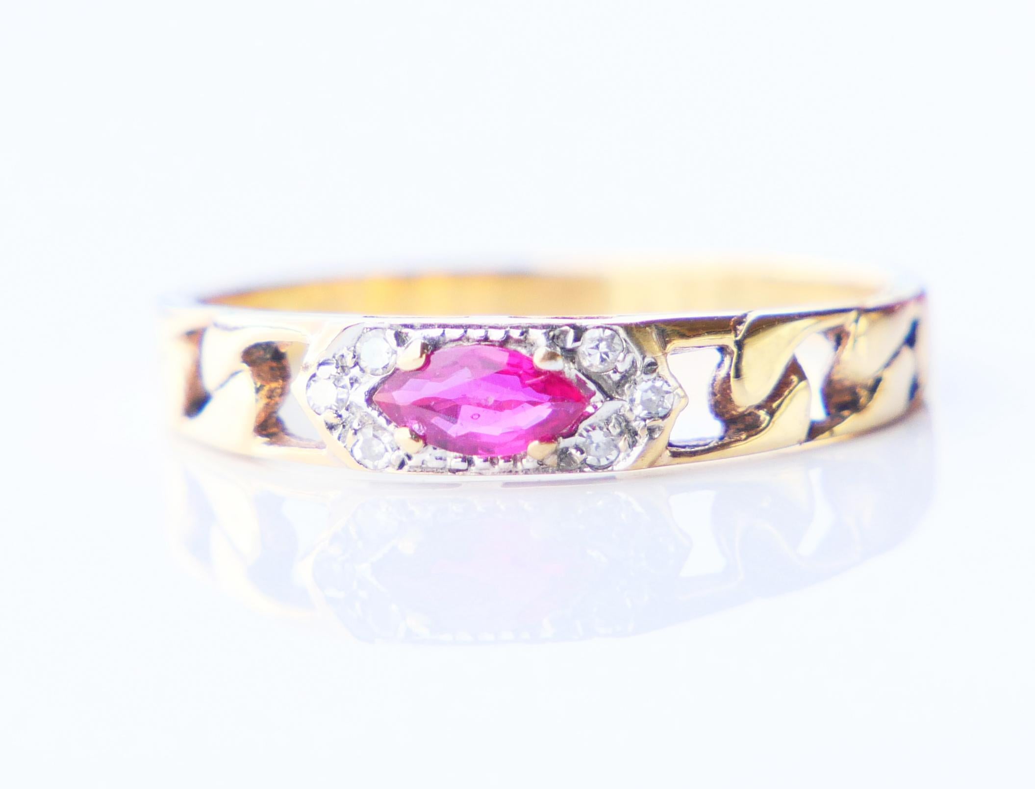 Vintage All Seeing Eye Ring Rubin Diamanten massiv 18K Gold ØUS7 / 2.3 gr. im Angebot 6