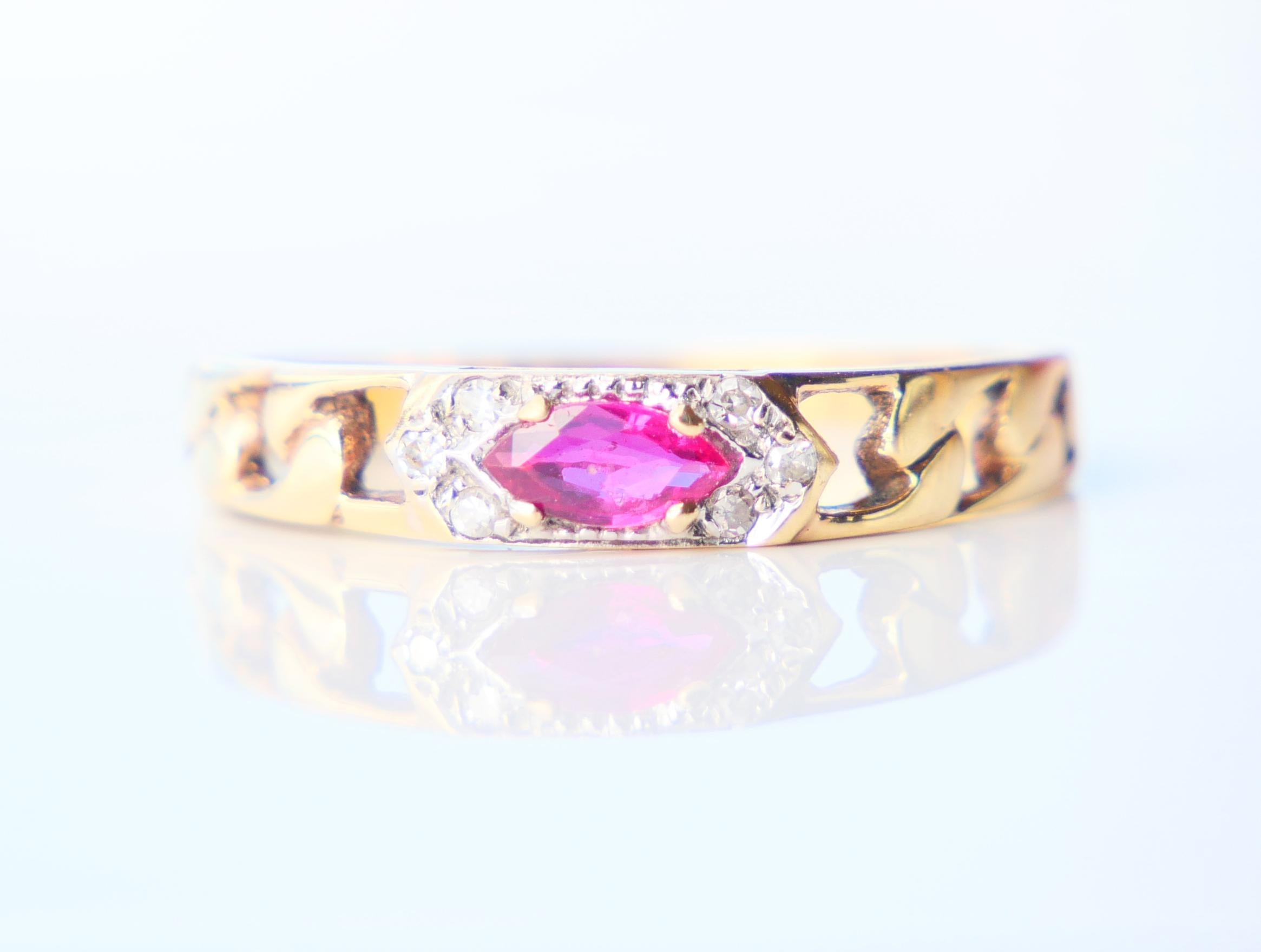Vintage All Seeing Eye Ring Rubin Diamanten massiv 18K Gold ØUS7 / 2.3 gr. im Angebot 3