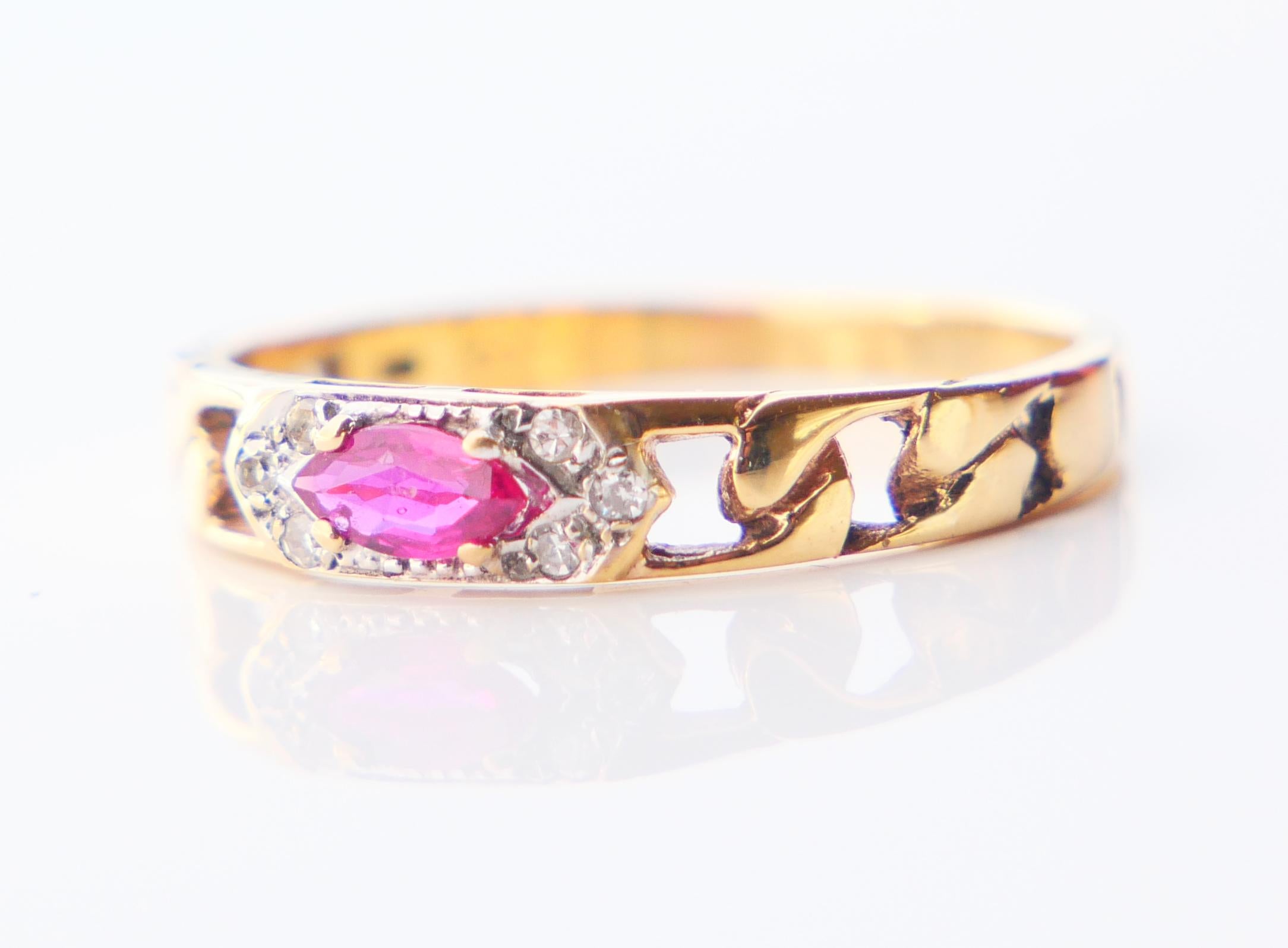 Vintage All Seeing Eye Ring Rubin Diamanten massiv 18K Gold ØUS7 / 2.3 gr. im Angebot 4