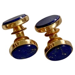 Vintage Allan Adler Lapis Lazuli Two-sided 14 Karat Yellow Gold Cufflinks
