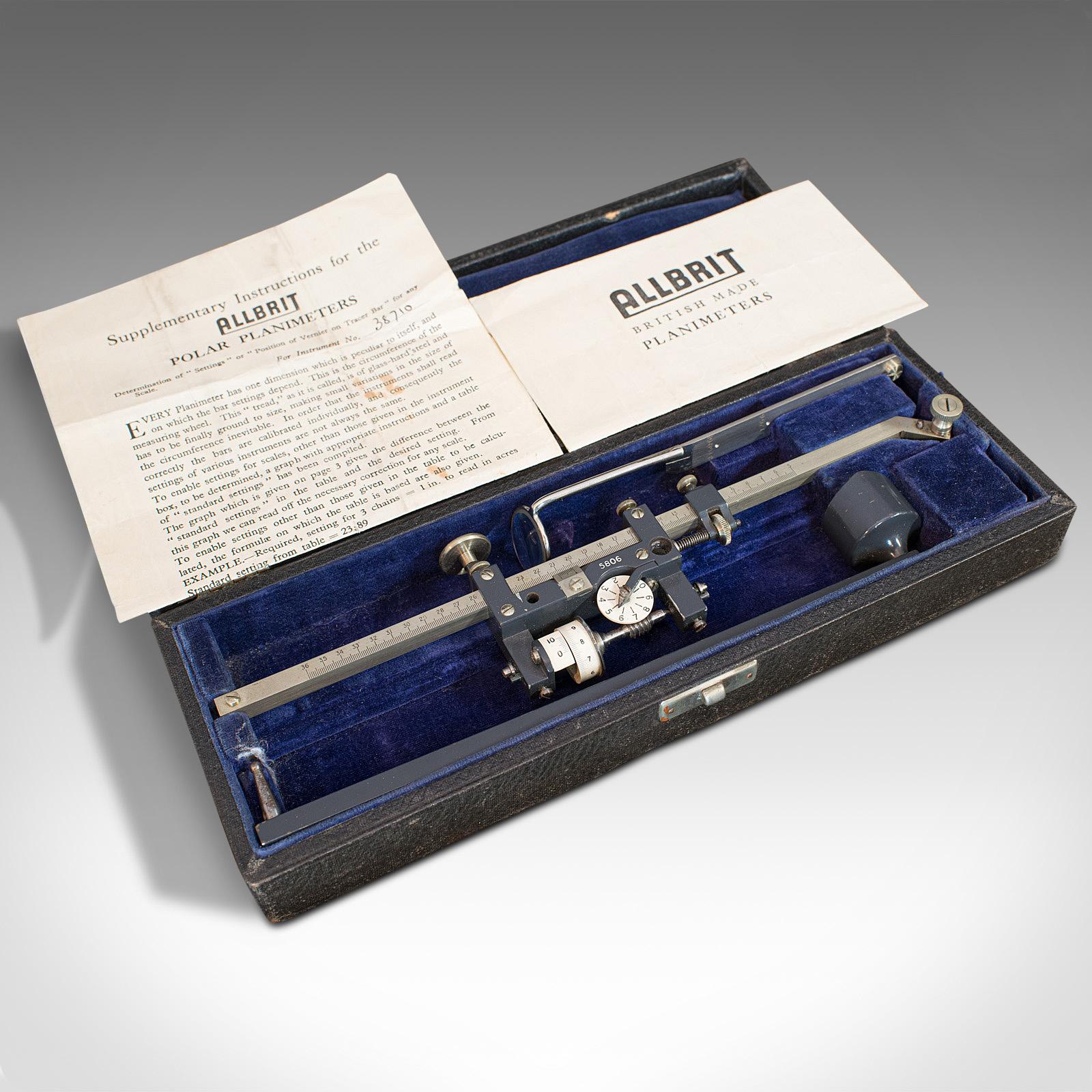 Planimètre polaire Allbrit, anglais, instrument scientifique, Stanley, 1950 en vente 3
