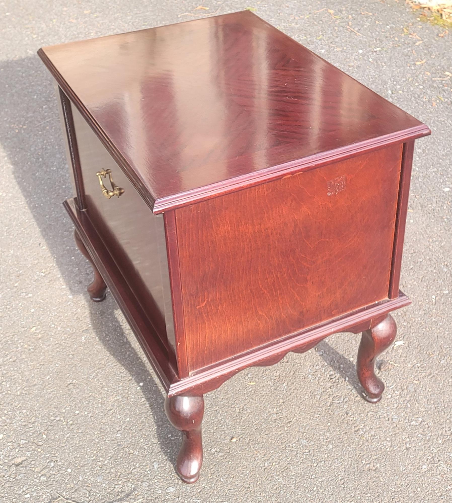 Vintage Allen Classics Mahogany Side Table Cabinet with 4 Tray Tables 4