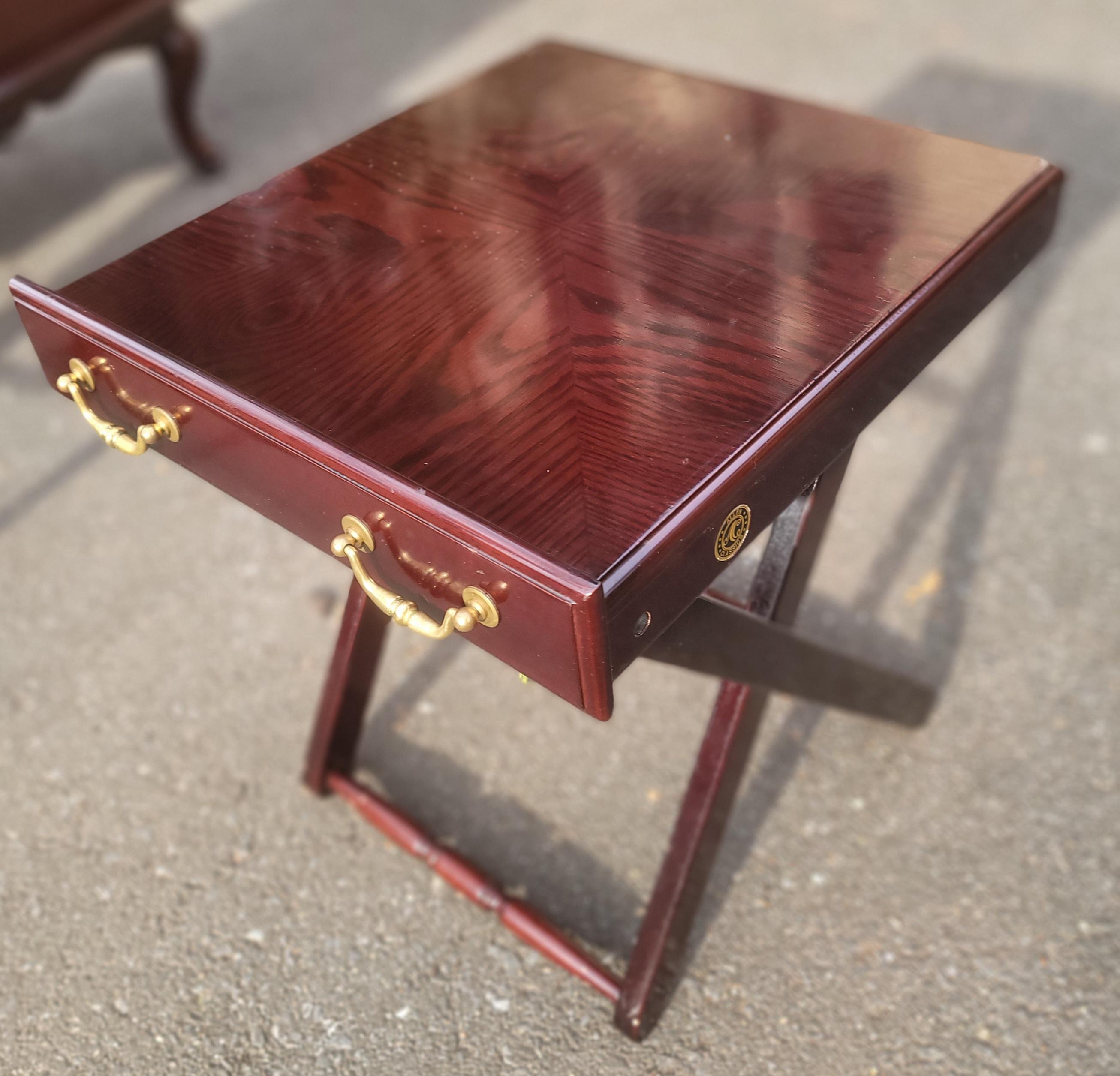 Vintage Allen Classics Mahogany Side Table Cabinet with 4 Tray Tables In Good Condition In Germantown, MD