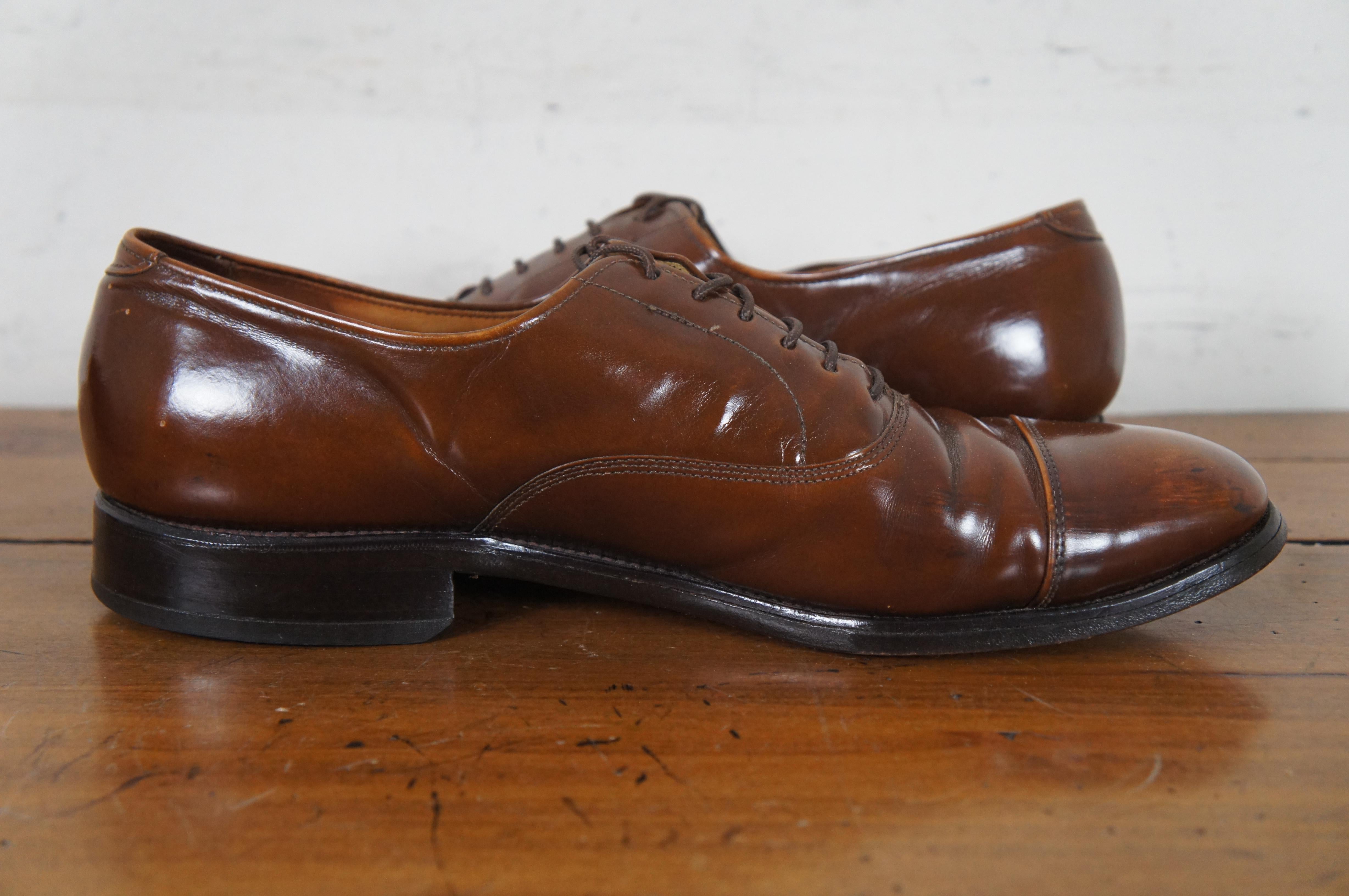 North American Vintage Allen Edmonds Park Avenue Walnut Brown Cap Toe Oxford Dress Shoes For Sale