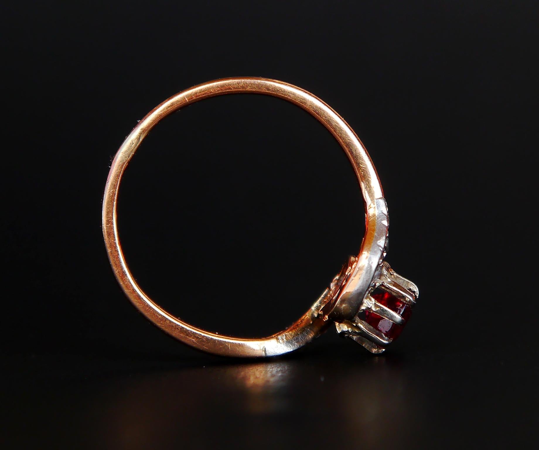 Antique Ring 0.5 Ruby Diamonds solid 18K Rose Gold Ø4.75 US / 2.2 g For Sale 5