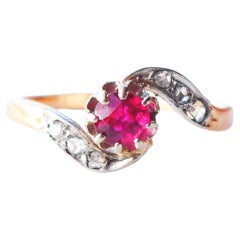 Antiker Ring 0,5 Rubin Diamanten massiv 18K Rose Gold Ø4,75 US / 2,2 g