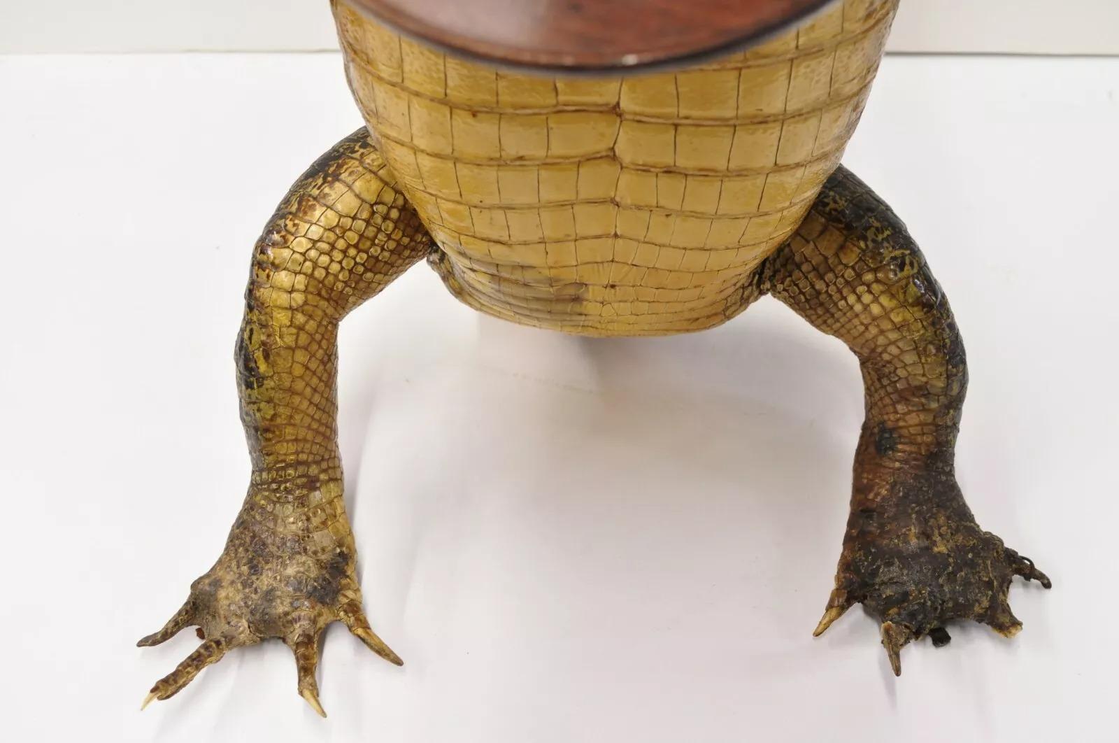 Vintage Alligator Kellner Stehend Ganzkörper Montage Taxidermie Aschenbecher Stand im Zustand „Gut“ im Angebot in Philadelphia, PA