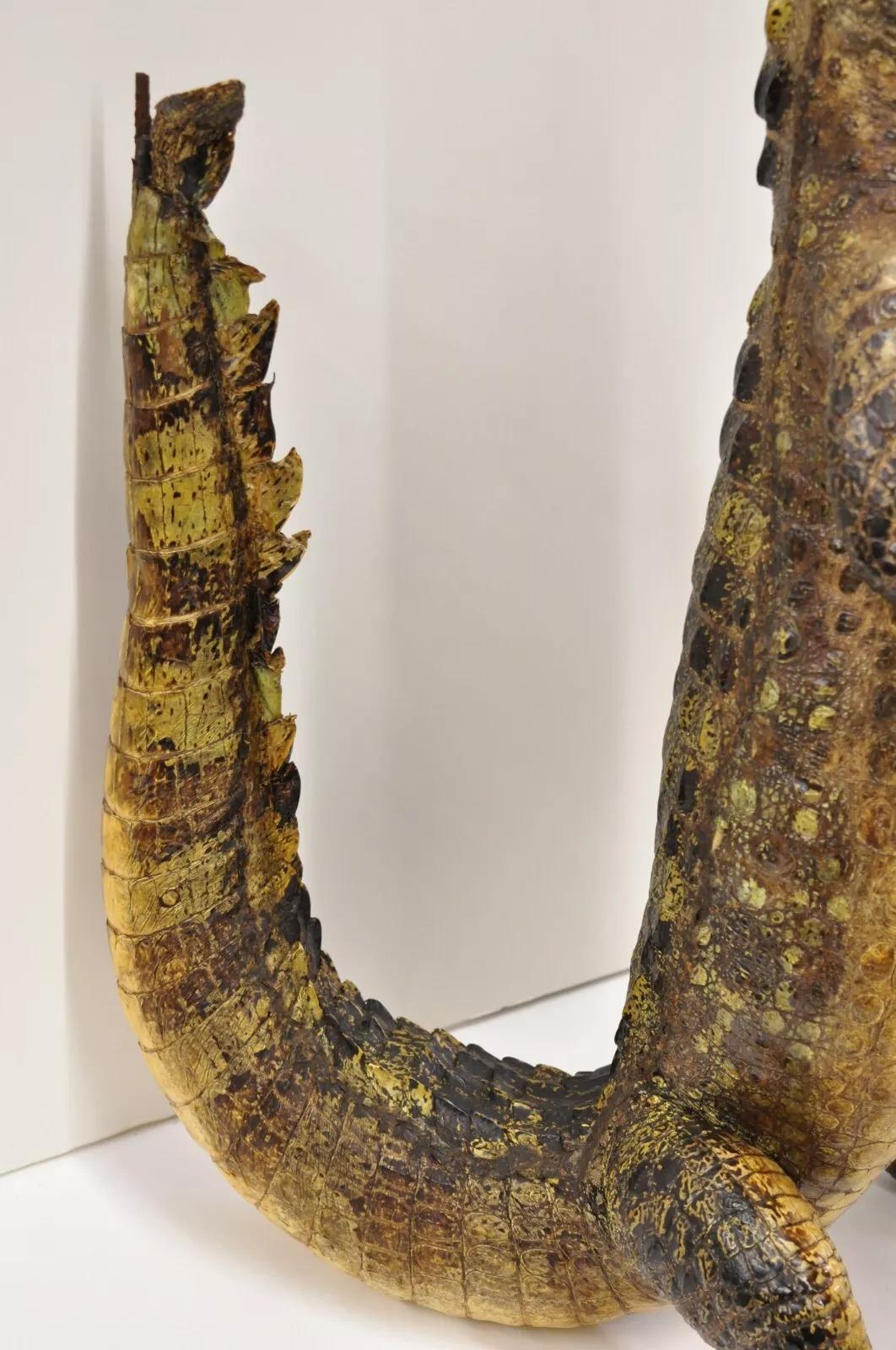 Vintage Alligator Kellner Stehend Ganzkörper Montage Taxidermie Aschenbecher Stand (20. Jahrhundert) im Angebot