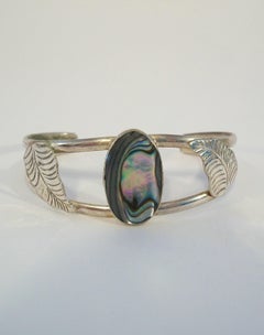 Vintage Alpaca Silver & Abalone Bracelet - Mexico - Mid 20th Century