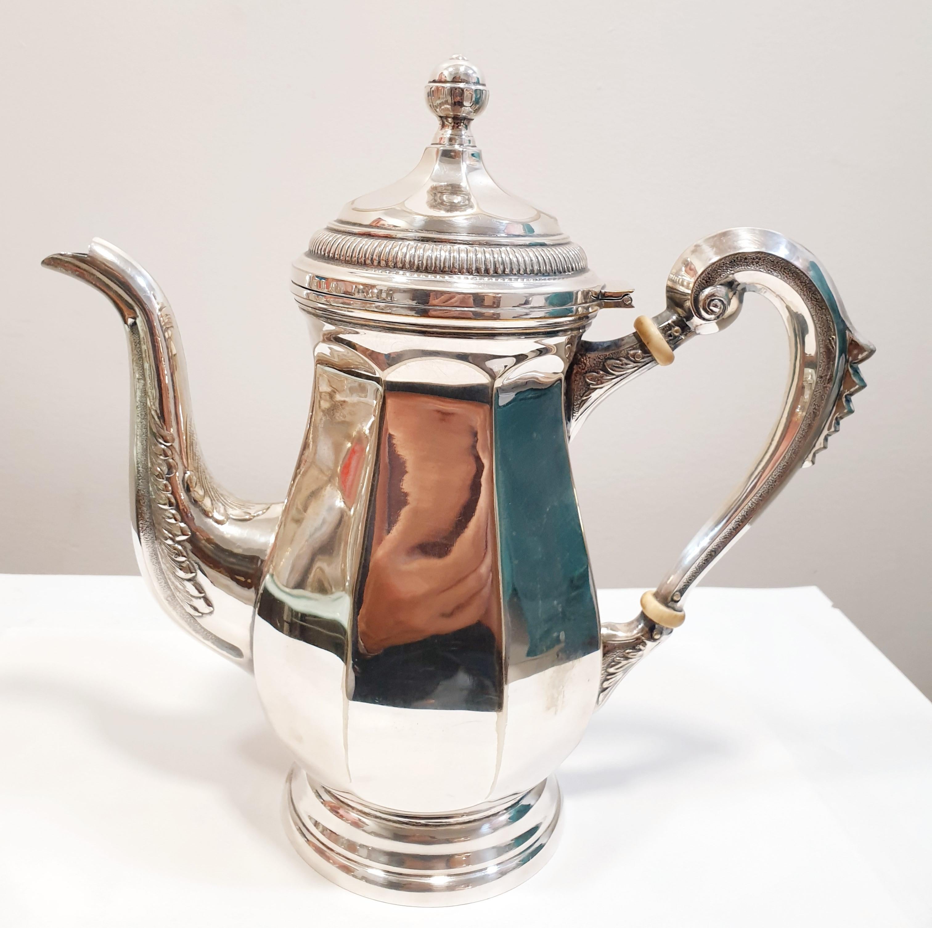 Mid-20th Century Vintage Alpaca Silver Plate Coffe & Tea set from  AlpPlat Elephant Spain 1950´s For Sale