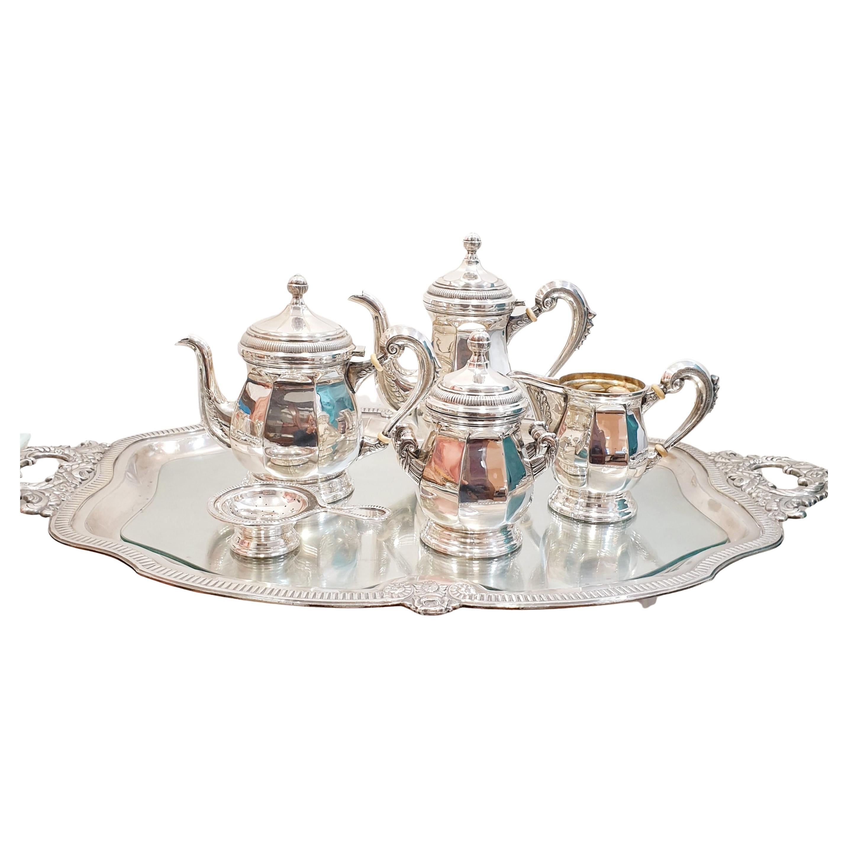 Versilbertes Vintage-Kaffee- und Teeservice aus Alpaka  AlpPlat Elefant Spanien 1950er Jahre