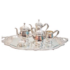 Versilbertes Vintage-Kaffee- und Teeservice aus Alpaka  AlpPlat Elefant Spanien 1950er Jahre