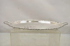 Vintage Alpacca Victorian Silver Plated (2) Handle Oval Serving Platter Bar Tray