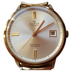 Vintage Alpha Watch 1950s Waterproof Date Swiss Automatic 17 Jewel