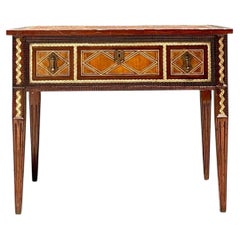 Vintage Alphonse Marina Carved Wood Console Table with Bone Inlay