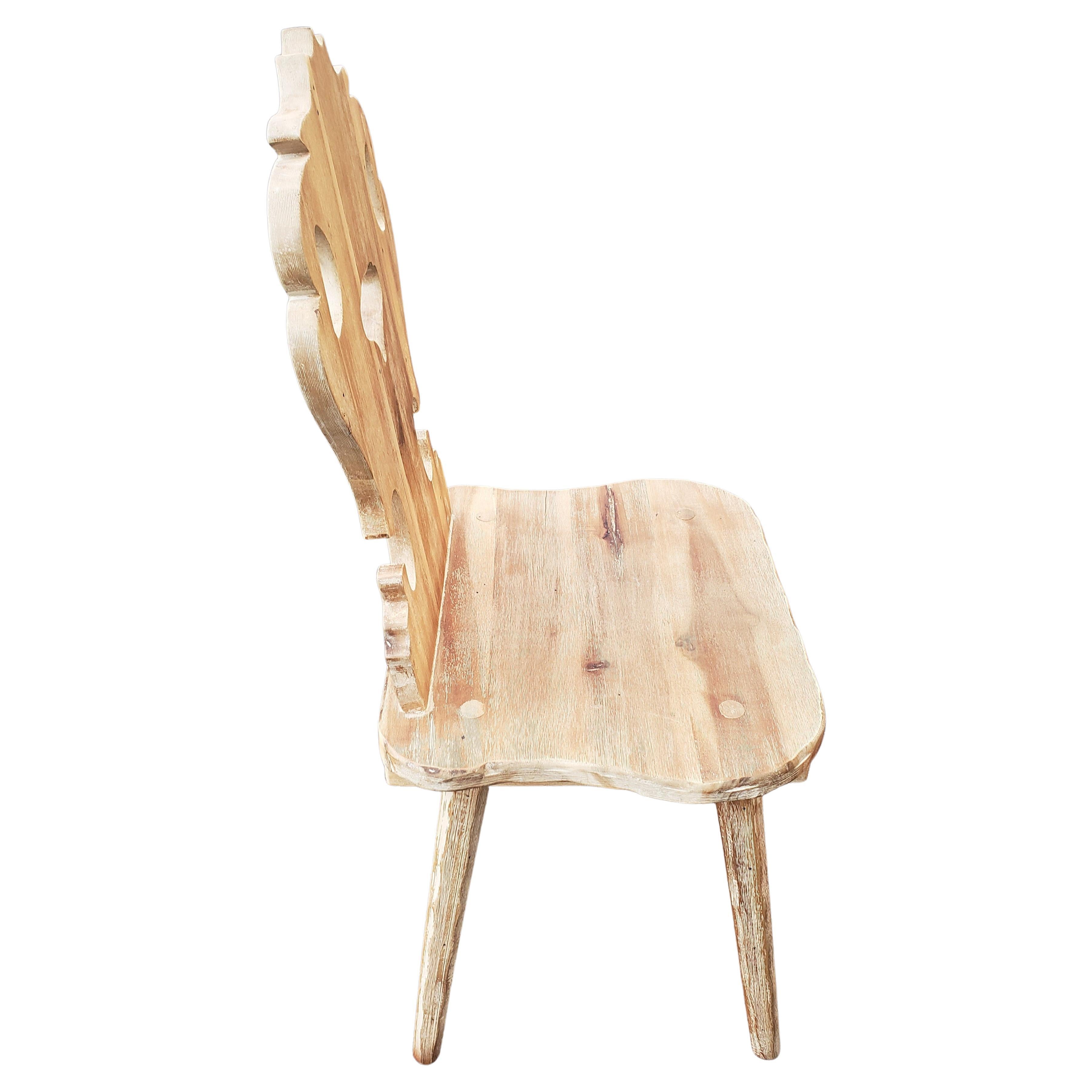 Woodwork Vintage Alpine Swiss Chair Circa 1970