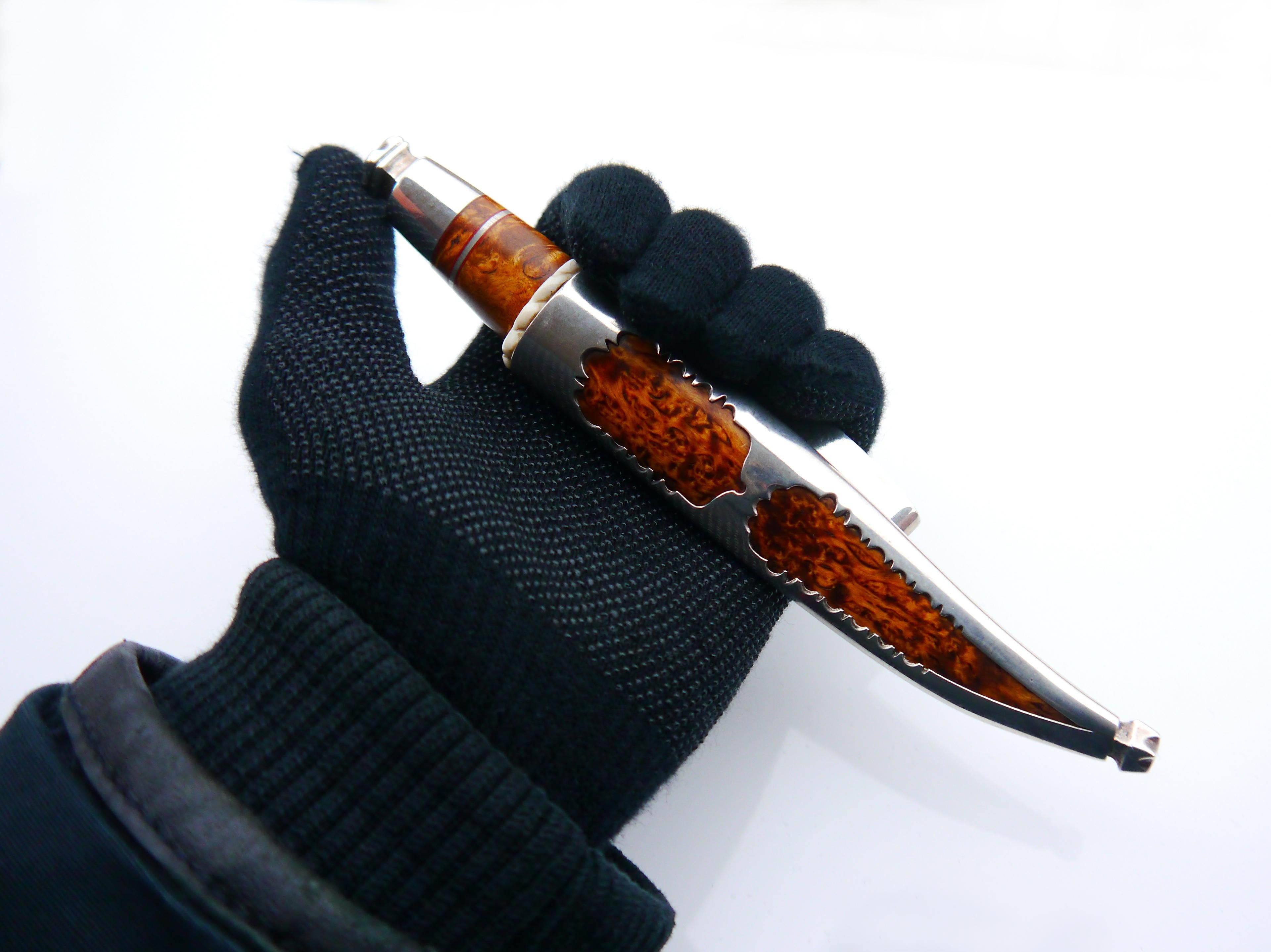 Vintage Alpo Kempanen Puukko-Messer Stahl Sterlingsilber Birkenholz / 146gr Vintage im Angebot 8