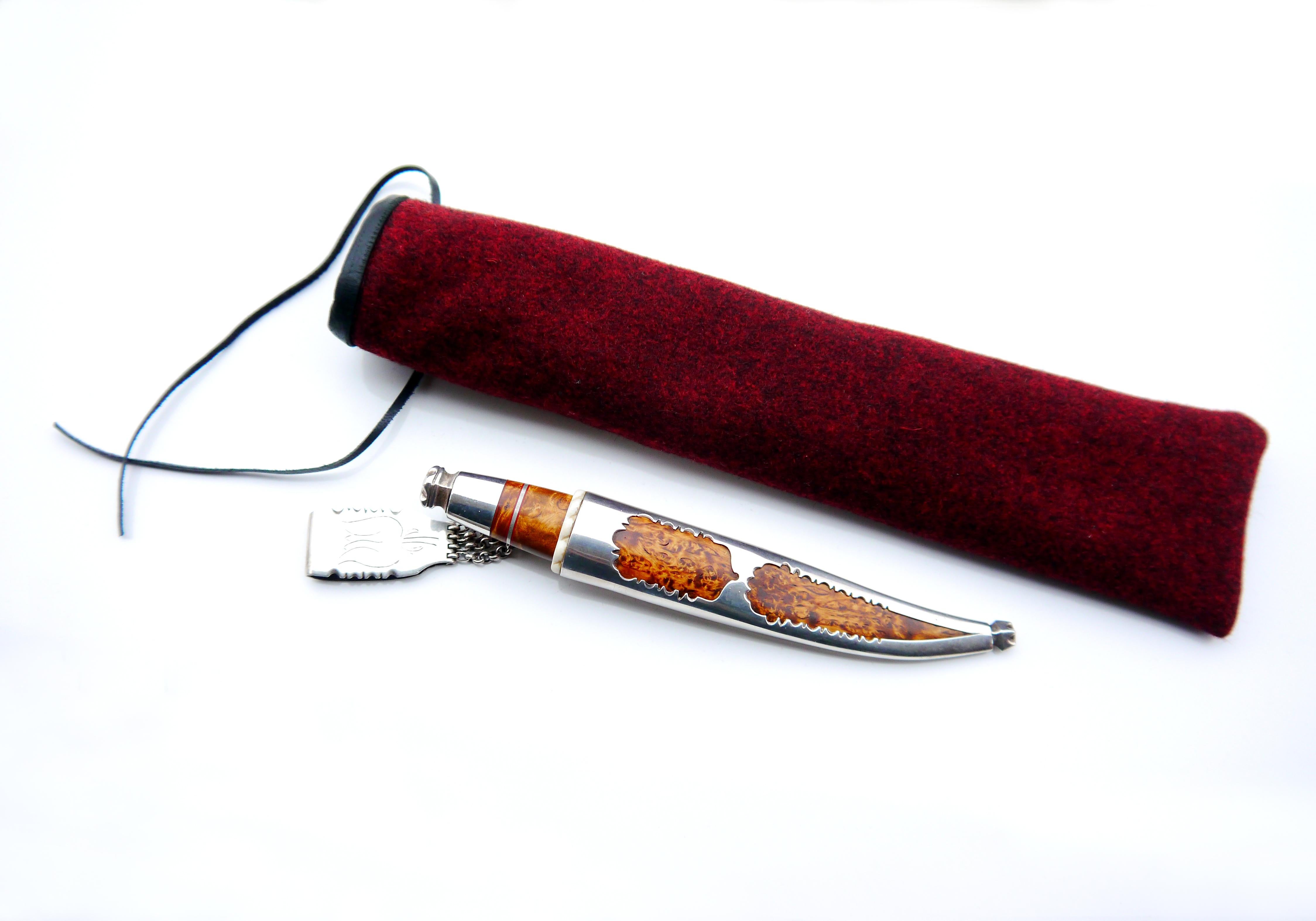 Vintage Alpo Kempanen Puukko-Messer Stahl Sterlingsilber Birkenholz / 146gr Vintage im Angebot 10