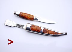 Cuchillo Puukko Vintage Alpo Kempanen Acero Plata de Ley Abedul Madera / 146gr