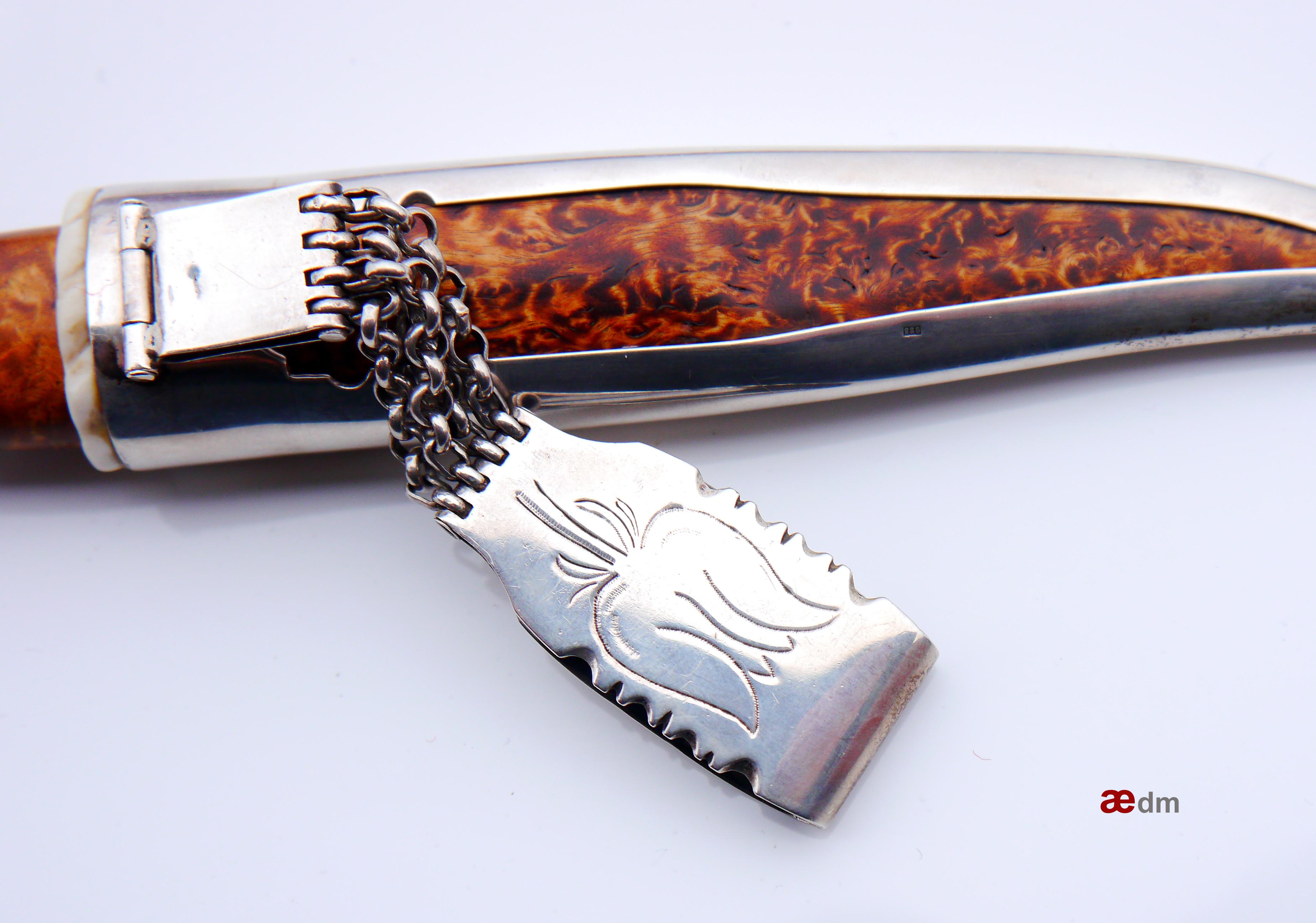Vintage Alpo Kempanen Puukko-Messer Stahl Sterlingsilber Birkenholz / 146gr Vintage im Angebot 1