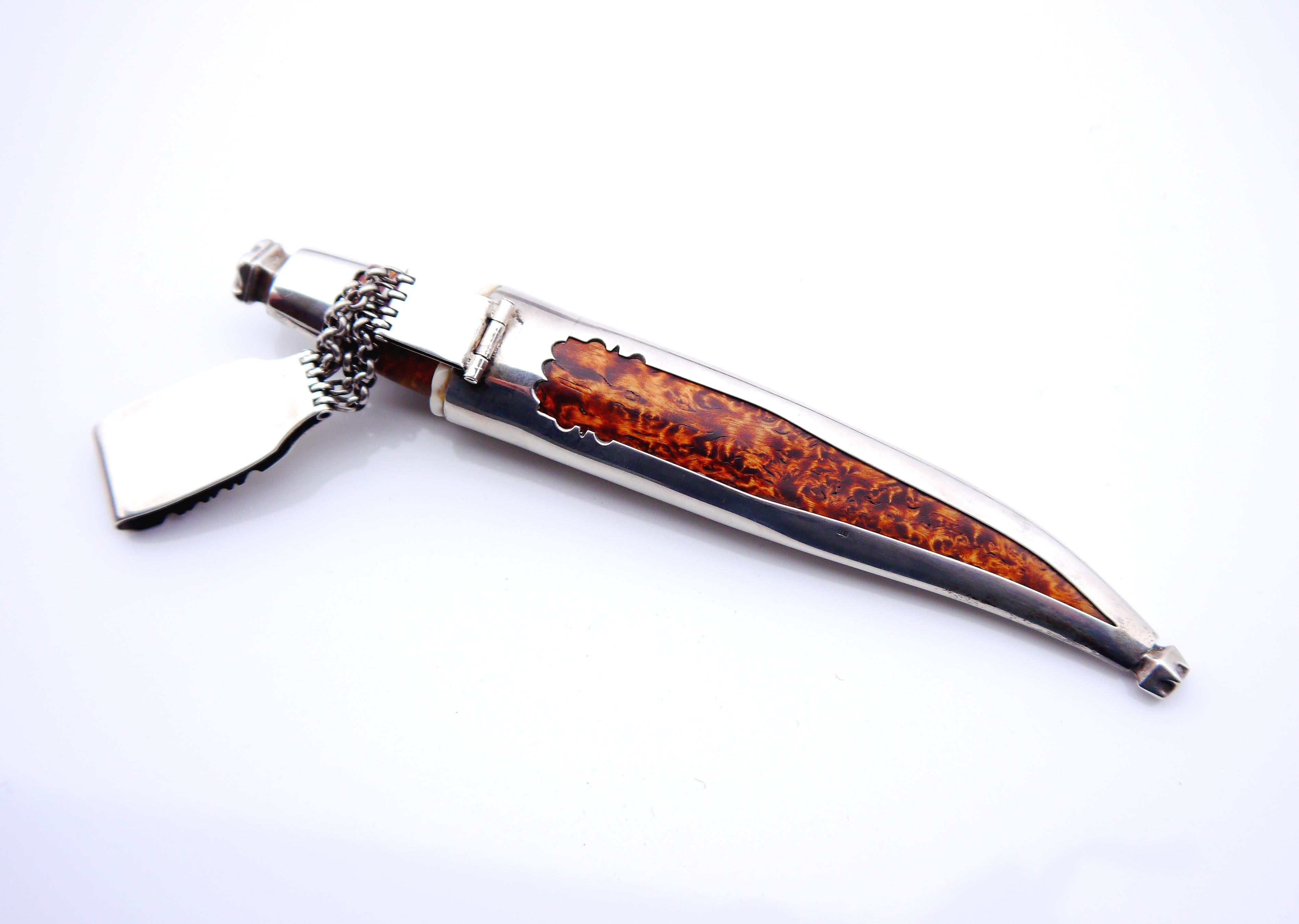 Vintage Alpo Kempanen Puukko-Messer Stahl Sterlingsilber Birkenholz / 146gr Vintage im Angebot 2