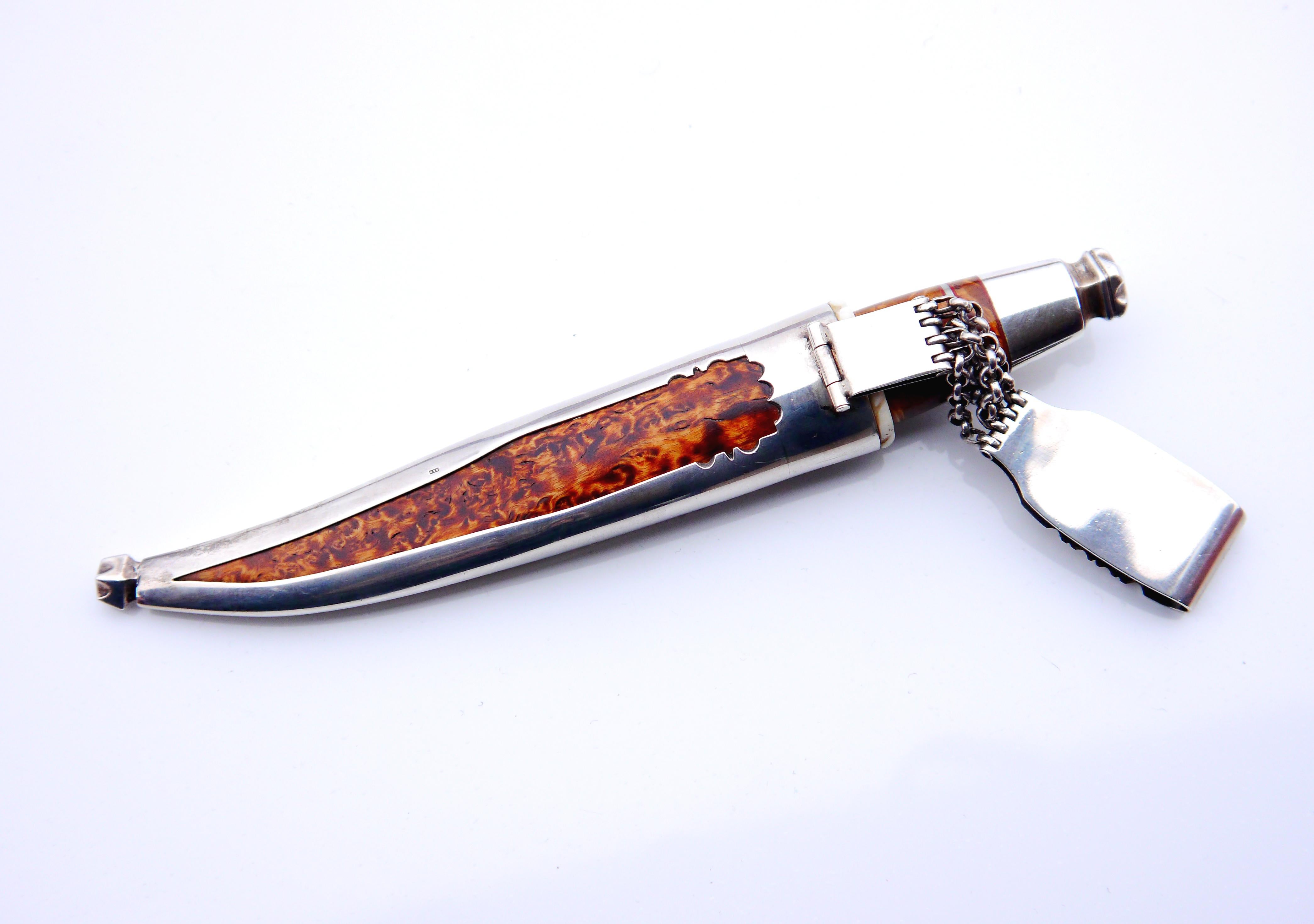 Vintage Alpo Kempanen Puukko-Messer Stahl Sterlingsilber Birkenholz / 146gr Vintage im Angebot 3