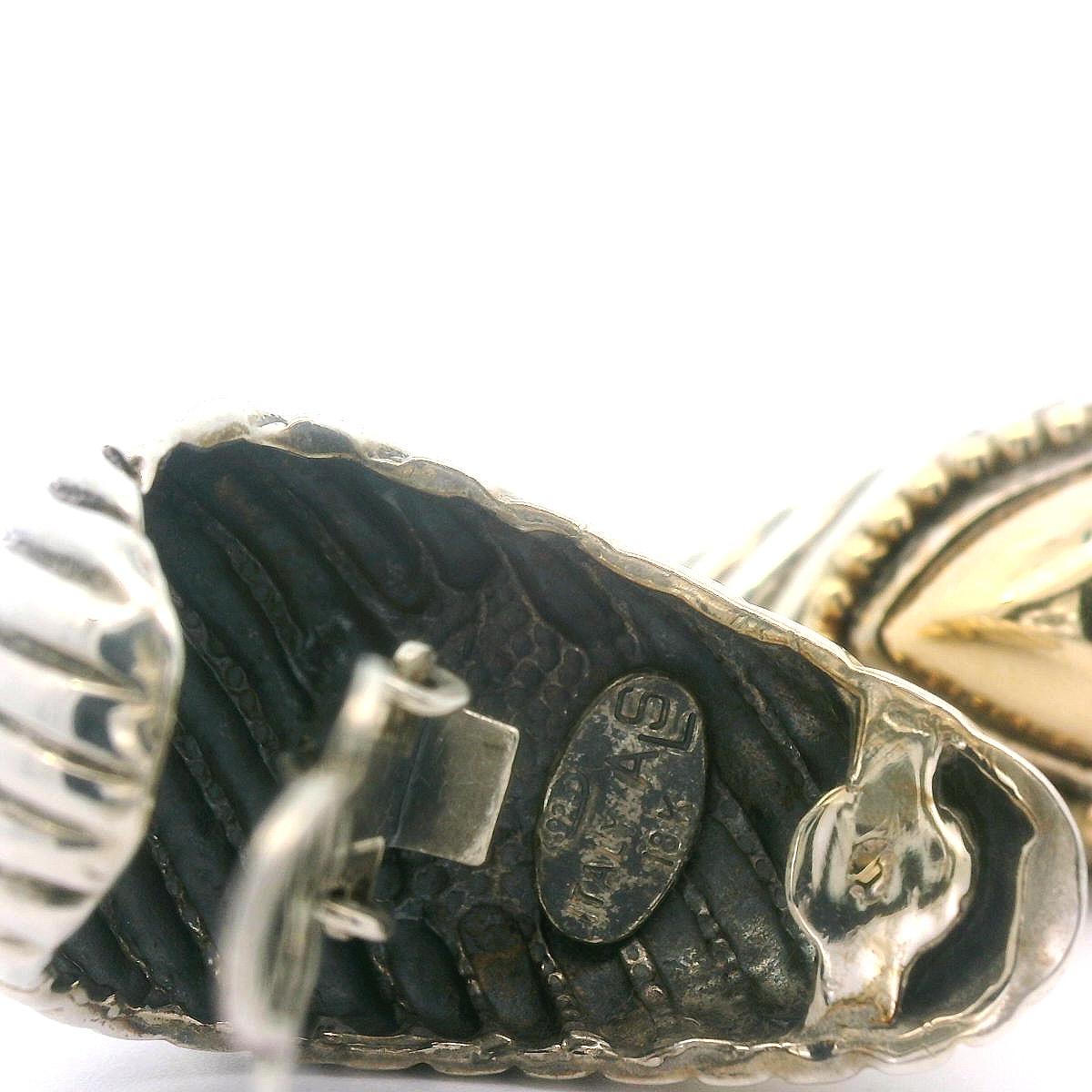 Pendientes vintage ALS Italia de plata de ley 925 y oro de 18 quilates estilo camarón de clip Moderno en venta