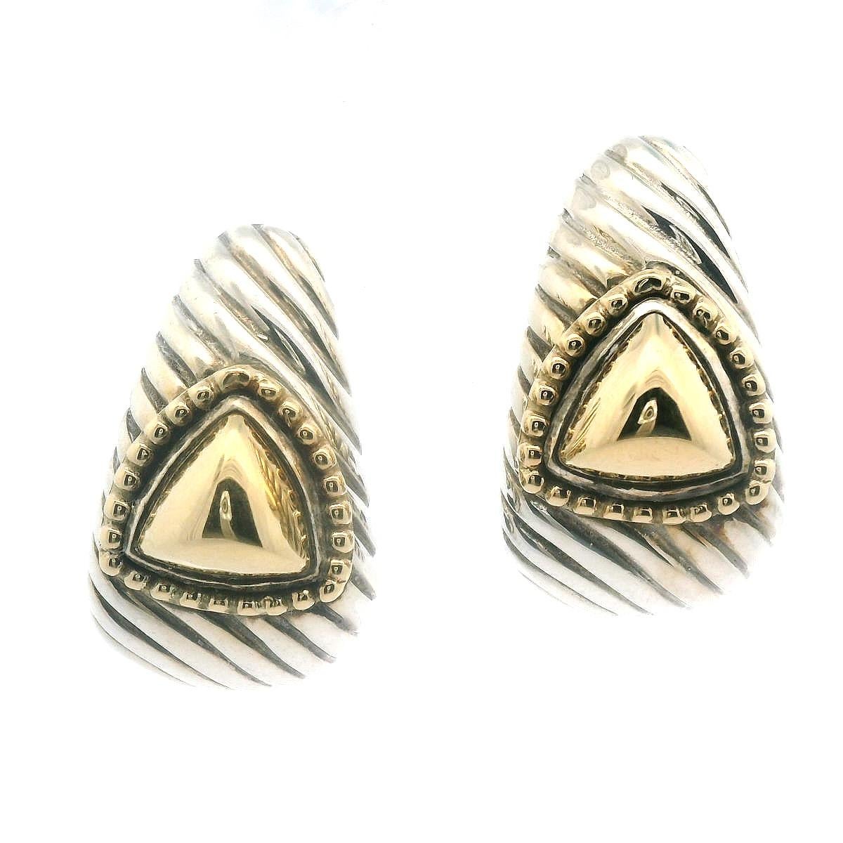 Pendientes vintage ALS Italia de plata de ley 925 y oro de 18 quilates estilo camarón de clip en Bueno estado para la venta en Derby, NY