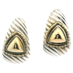 Vintage ALS Italien 925 Sterlingsilber und 18K Gold Clip-Ohrringe im Shrimp-Stil, Vintage