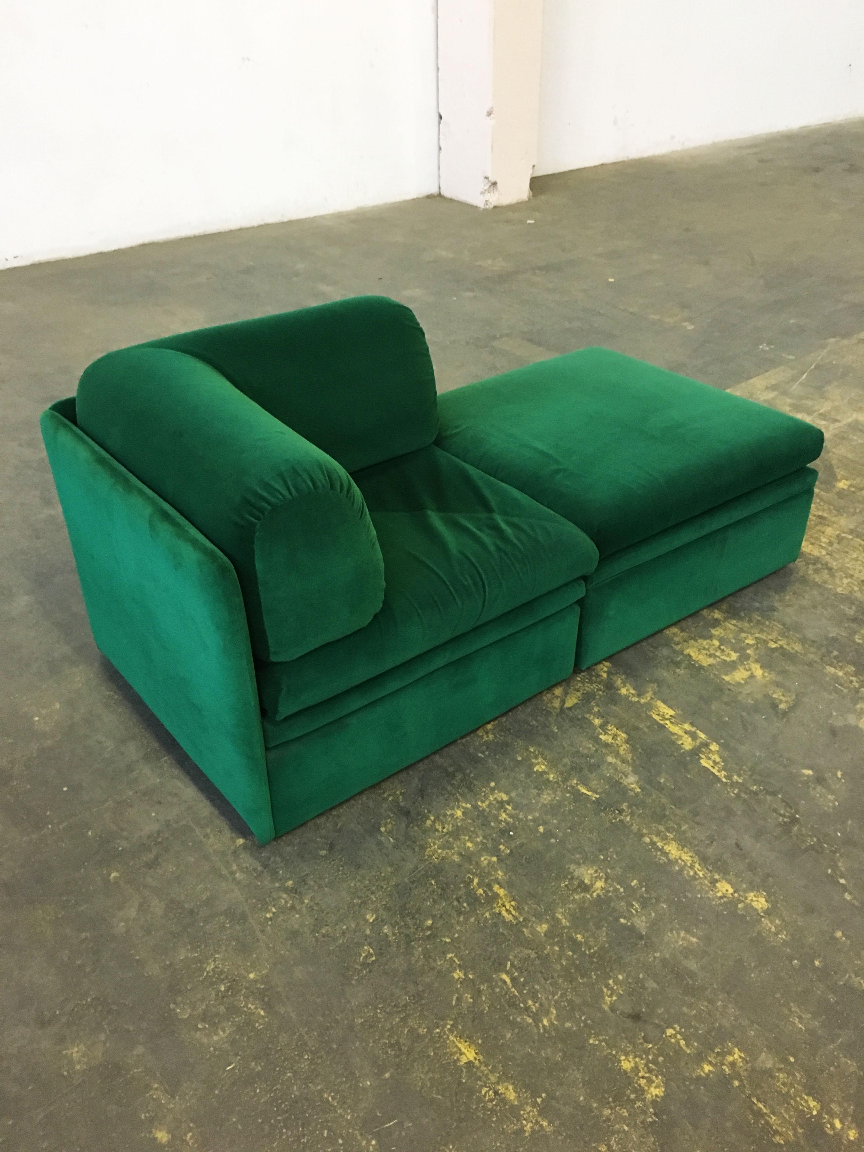 Vintage Altana Green Velvet Daybed Setee Sofa, Italy, 1970s In Good Condition In Vienna, AT