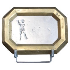 Vintage-Ablageschale aus Aluminium und Messing mit Golfer-Motiv von David Marshall