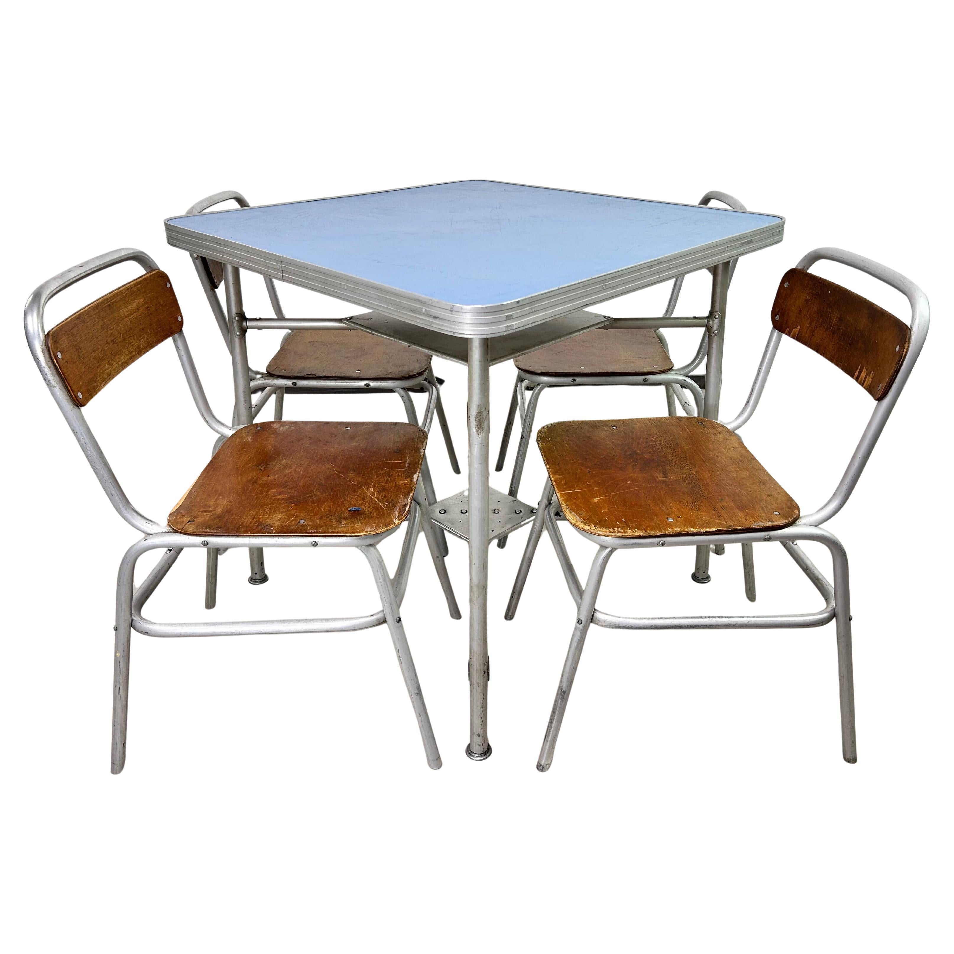 Vintage aluminium dining set For Sale