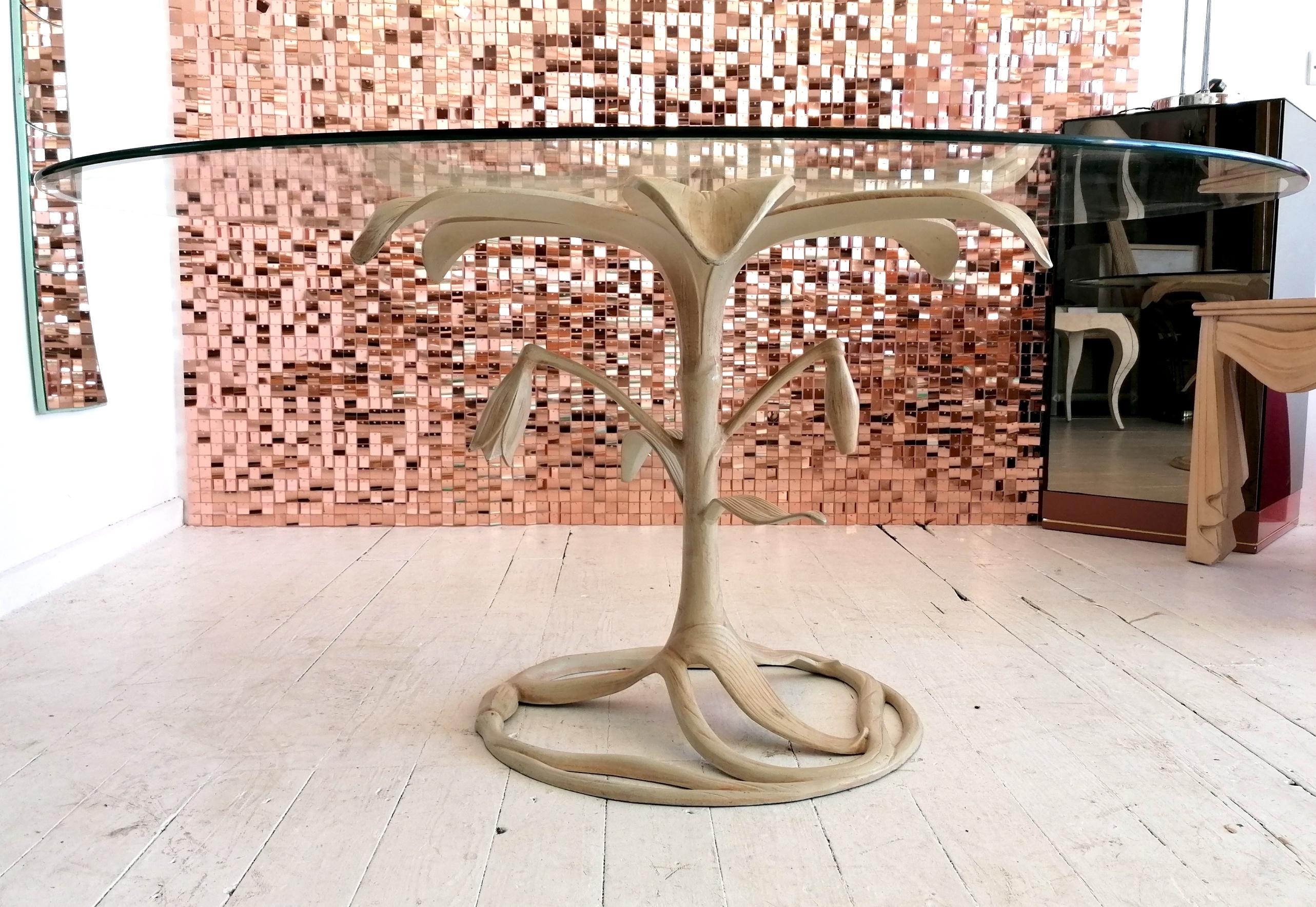 American Vintage Aluminium & Glass Lily Dining Table Base by Arthur Court, USA, 1970s