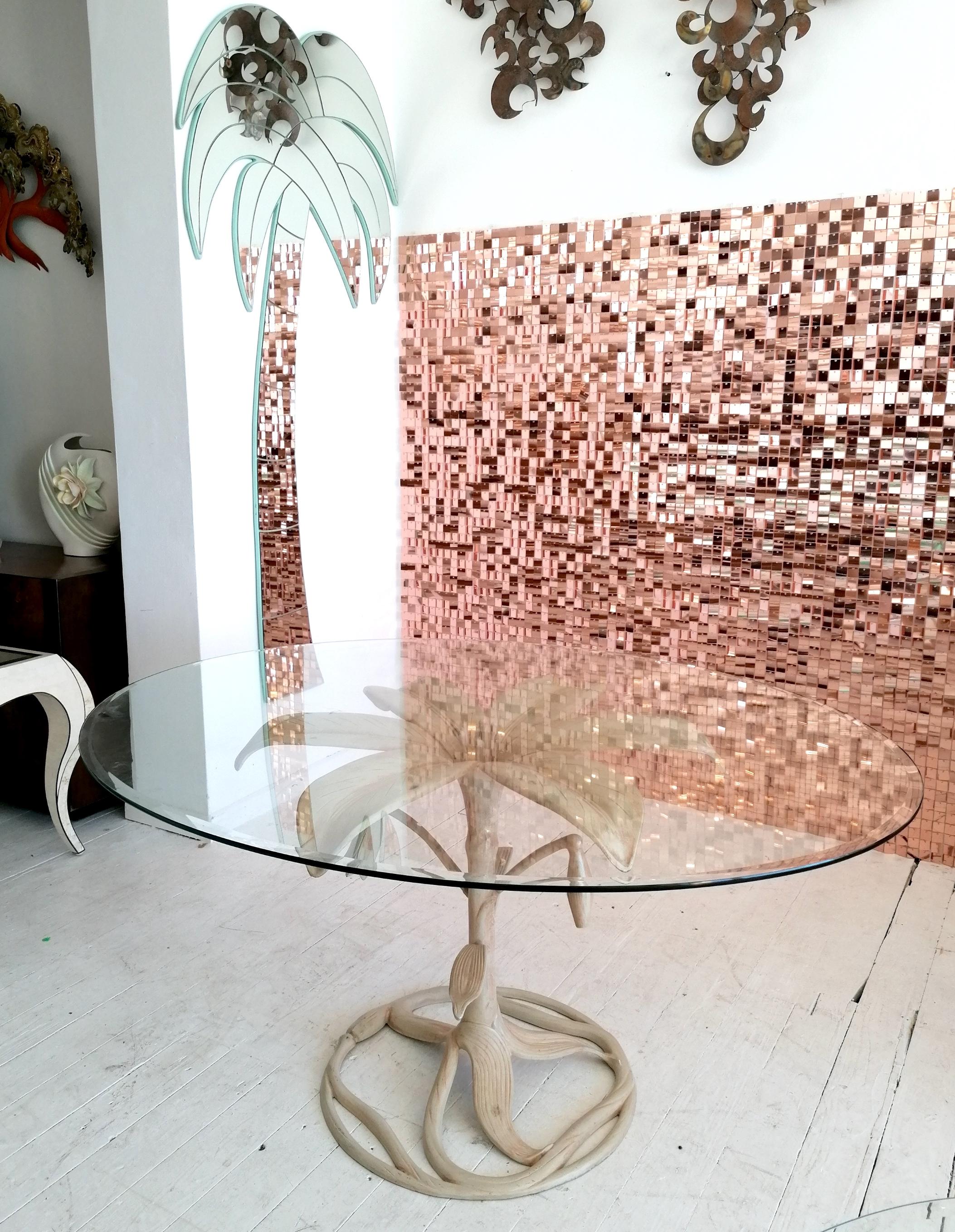 Vintage Aluminium & Glass Lily Dining Table Base by Arthur Court, USA, 1970s In Good Condition In Hastings, GB