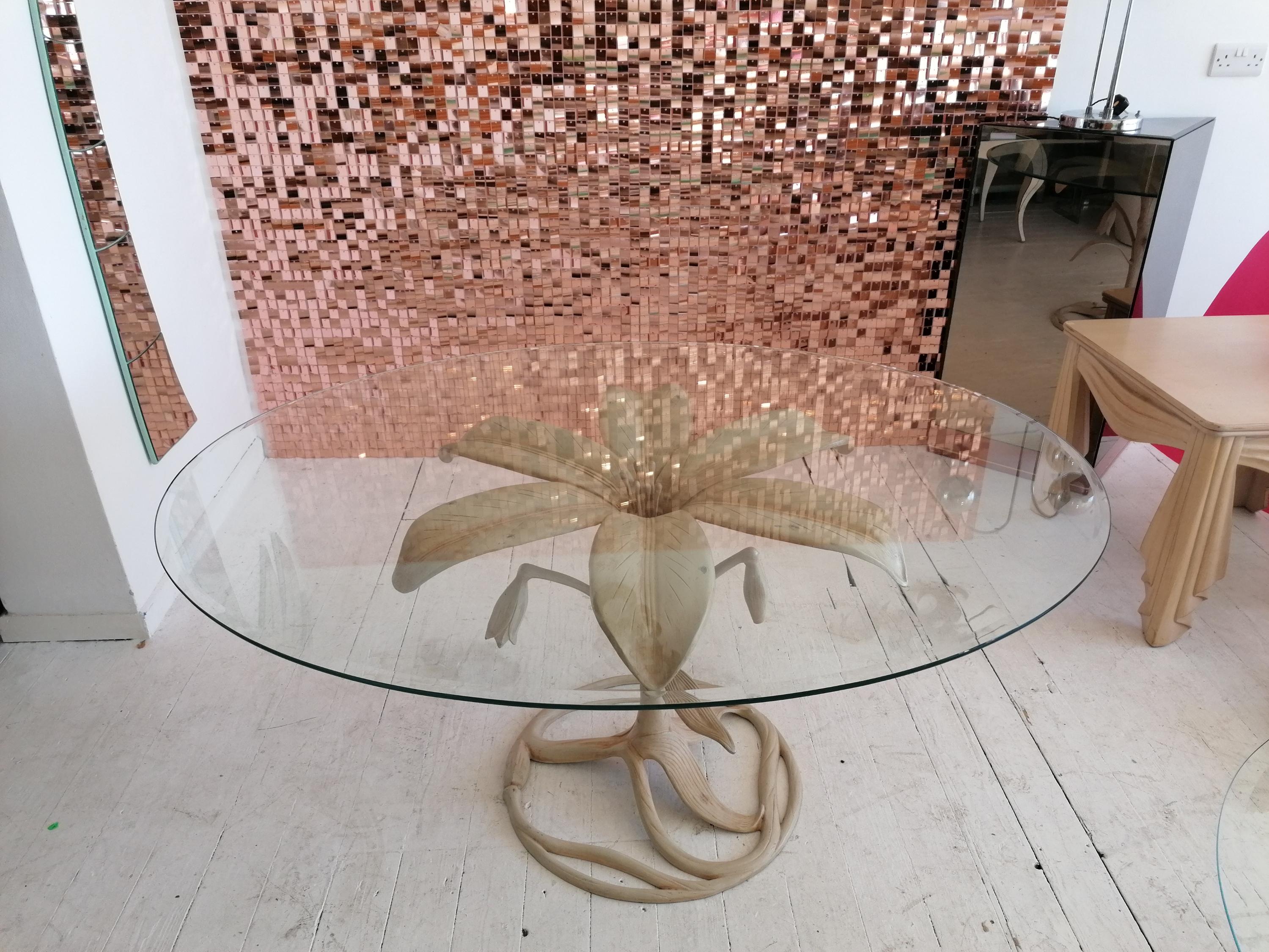 Vintage Aluminium & Glass Lily Dining Table Base by Arthur Court, USA, 1970s 1