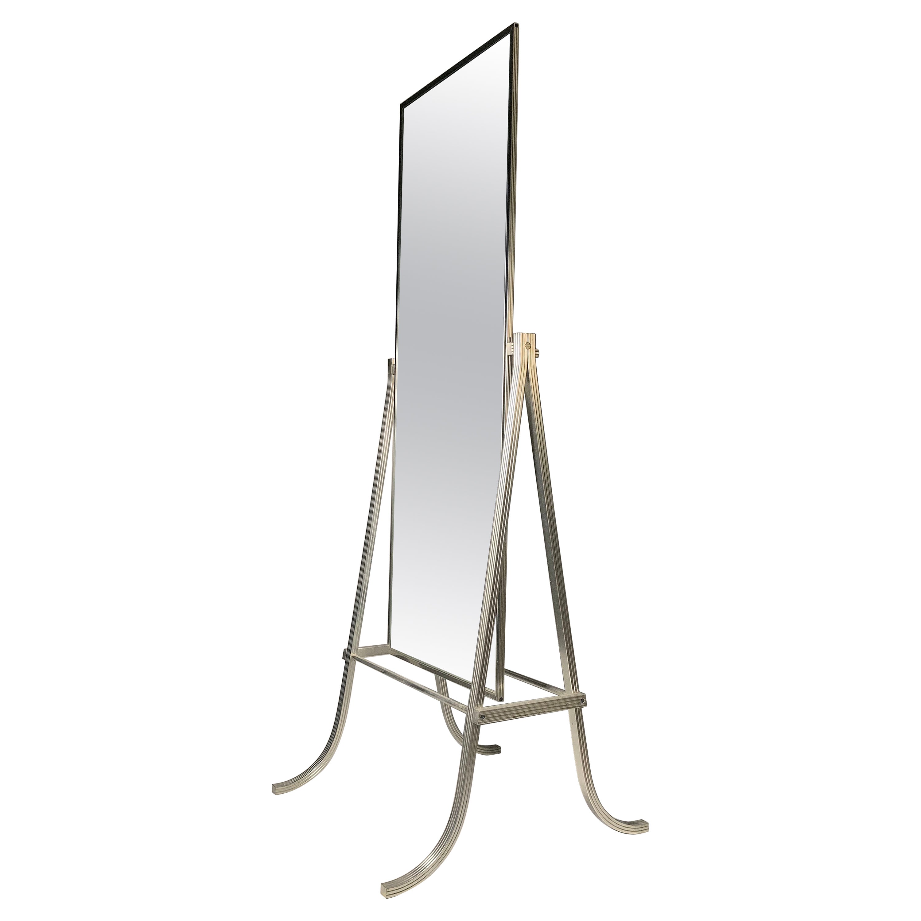 Miroir habillé vintage en aluminium style Tommi Parzinger