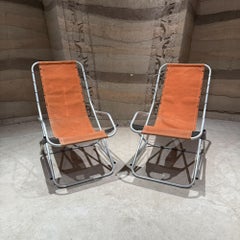 Vintage Aluminum Folding Patio Lounge Chair-Rocker After Takeshi Nii