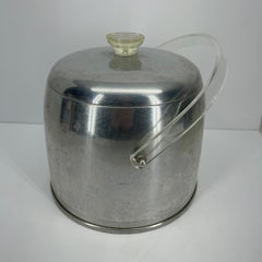 Vintage Aluminum Ice Bucket with and Lucite Handle, Mid-Century Modern