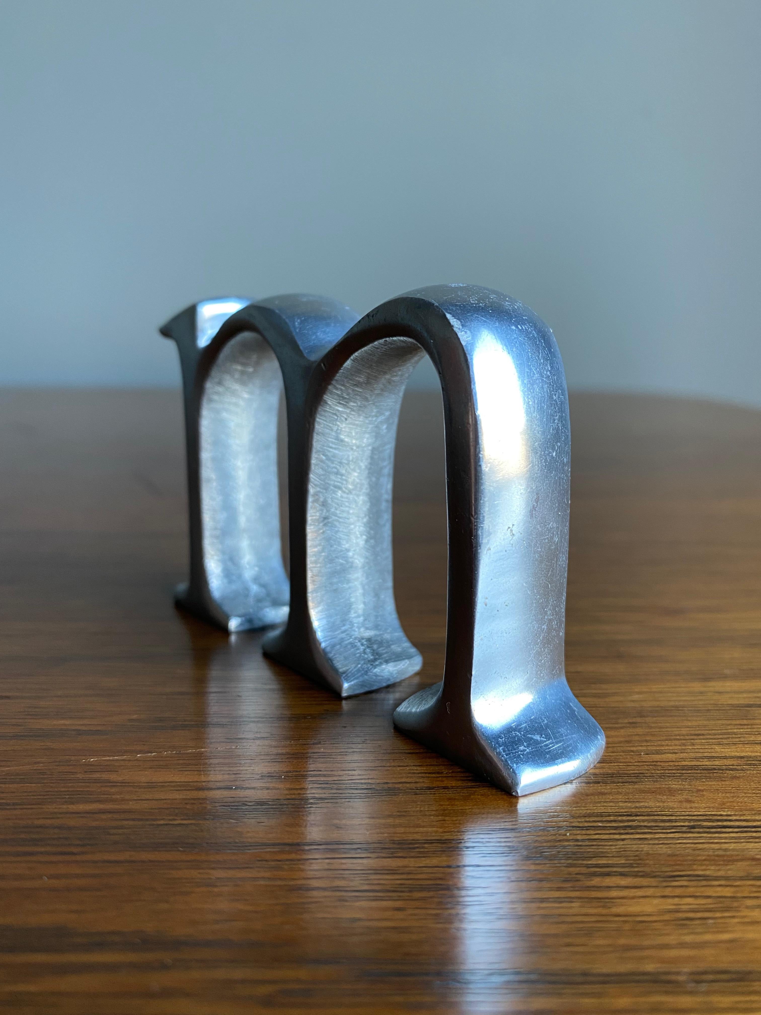 Vintage aluminum letter ''M