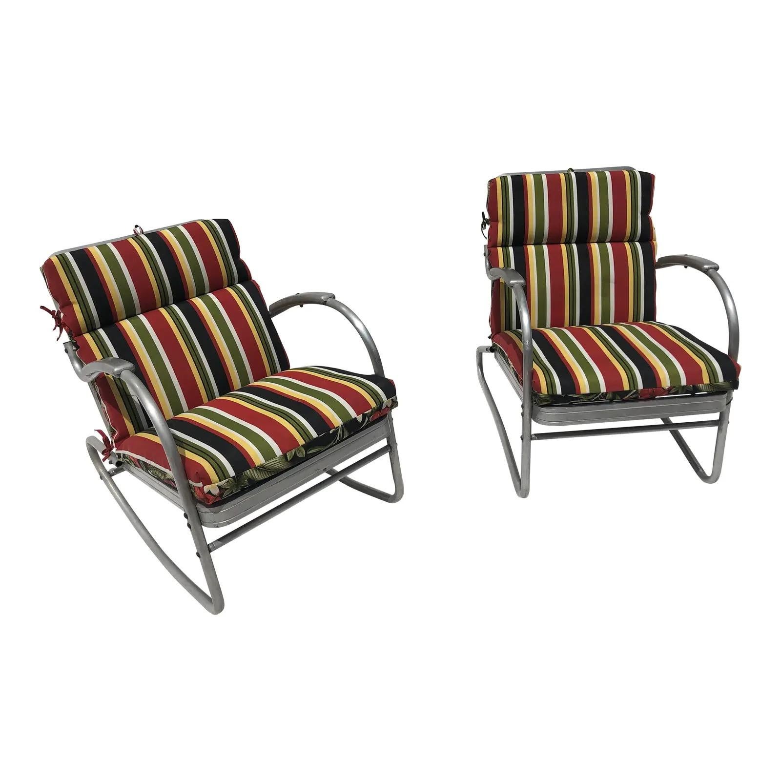 Mid-Century Modern Vintage Aluminum Outdoor Patio Chairs by Bunting Co. For Sale