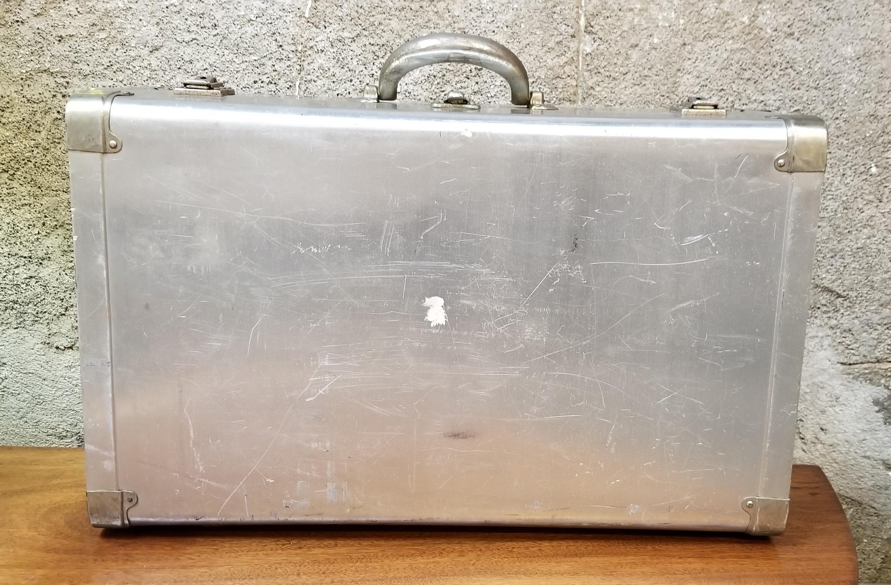 English Vintage Aluminum Suitcase by Cheney of London For Sale