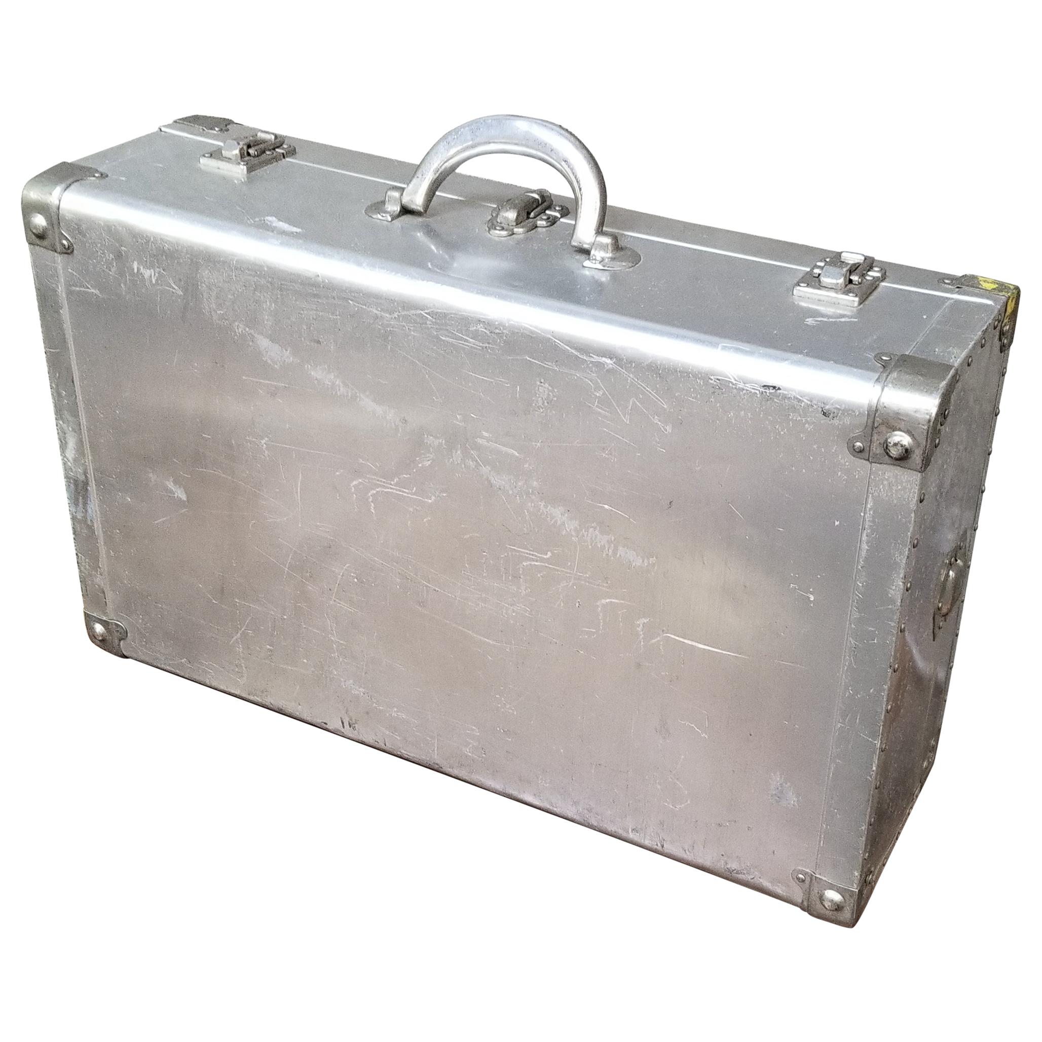 Vintage Aluminum Suitcase by Cheney of London For Sale