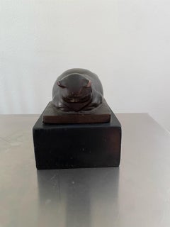 Réplique vintage du musée ALVA : statuette représentant un chat endormi, sculpture de Jane Poupelet