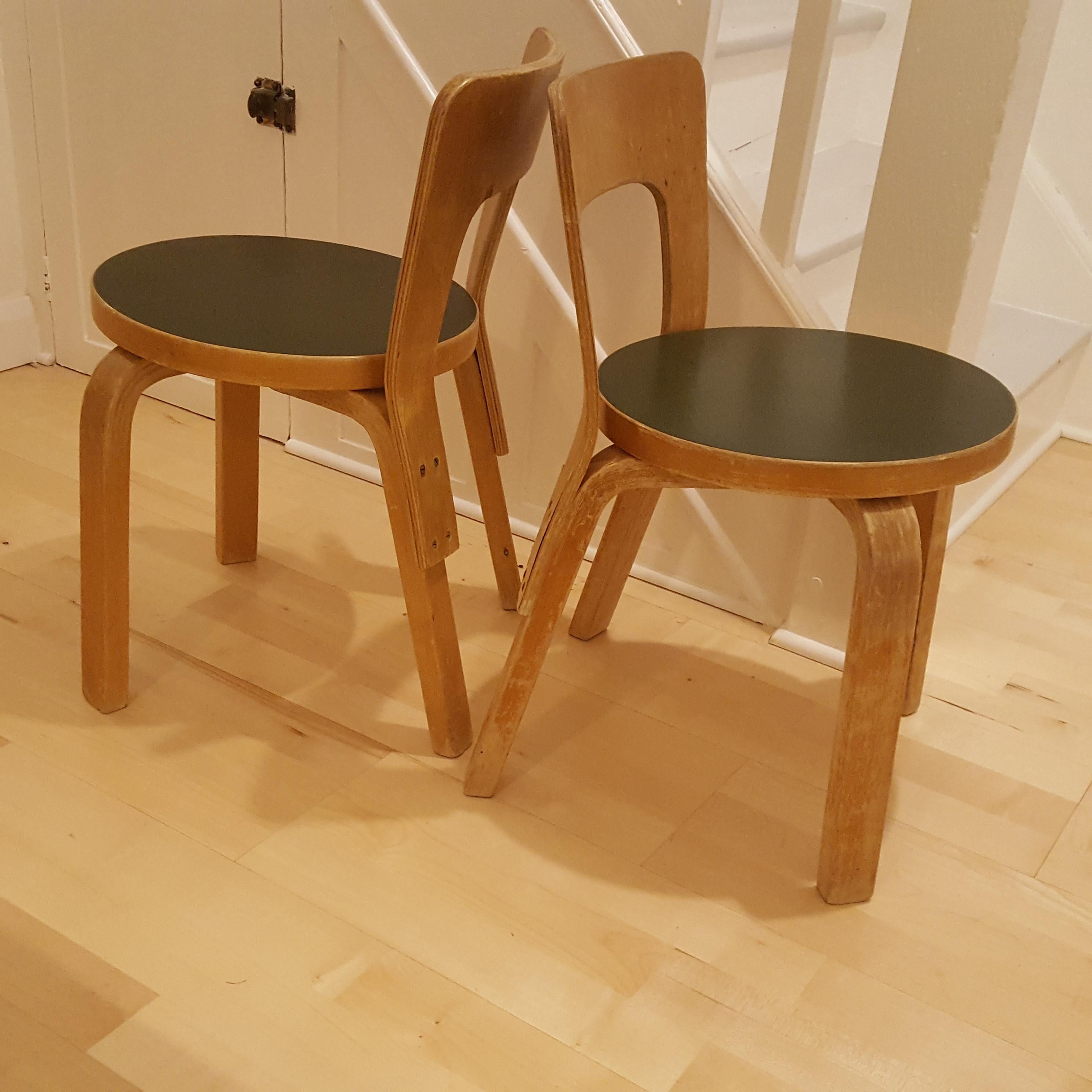 Vintage Alvar Aalto/Artek N65 Children's Chairs In Good Condition In Farnham, Surrey