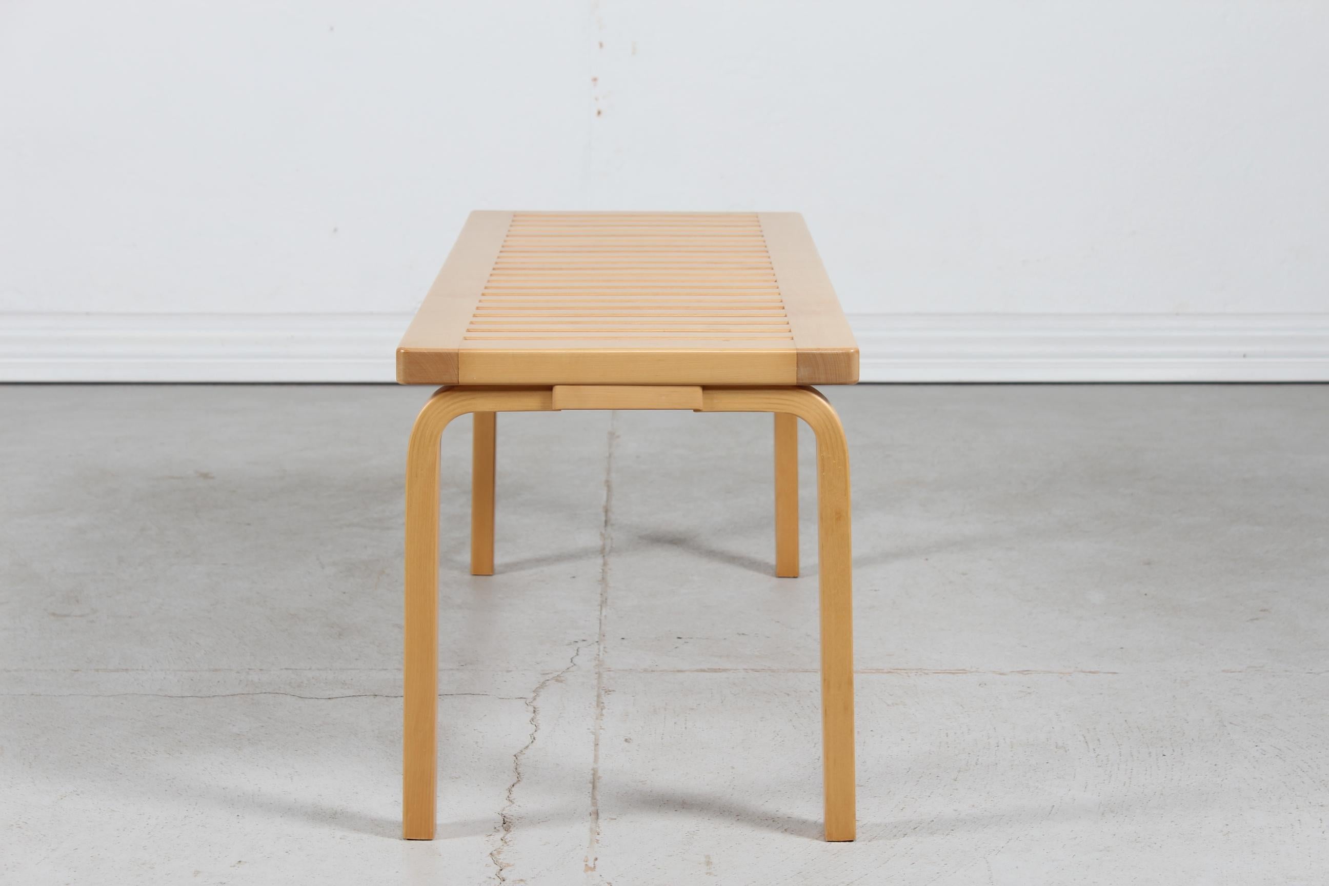 Finnish Vintage Alvar Alto Low Bench 153A of Birch by Artek in Finland 1980s. For Sale